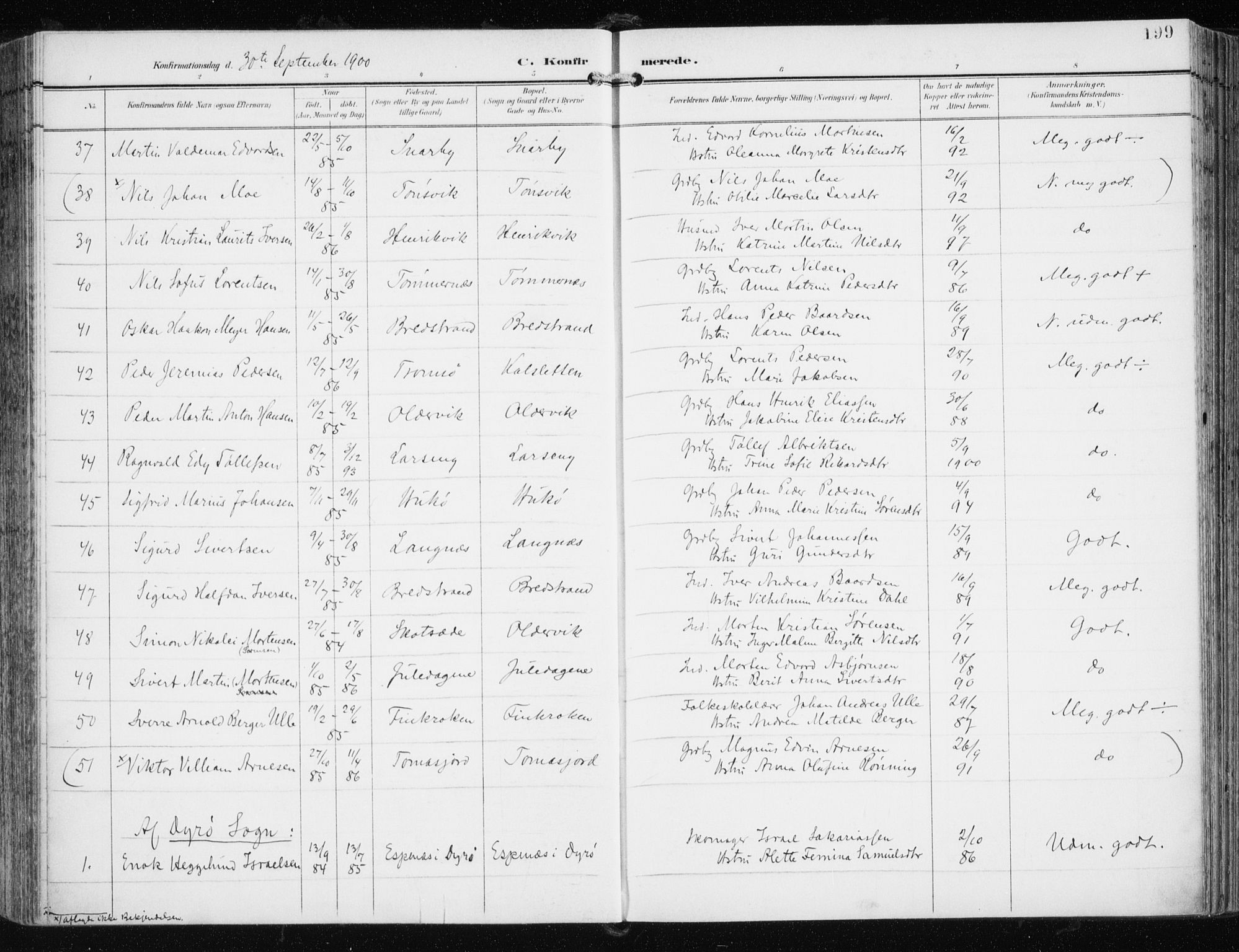 Tromsøysund sokneprestkontor, AV/SATØ-S-1304/G/Ga/L0006kirke: Parish register (official) no. 6, 1897-1906, p. 199