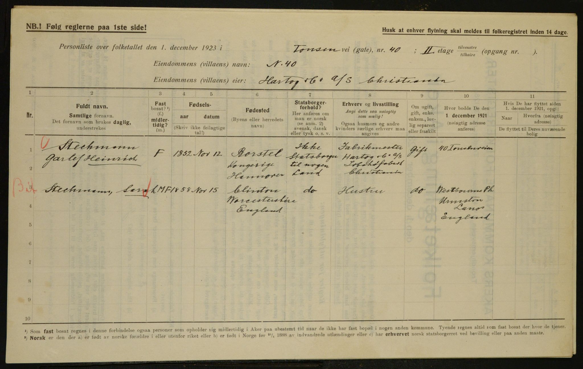 , Municipal Census 1923 for Aker, 1923, p. 33052