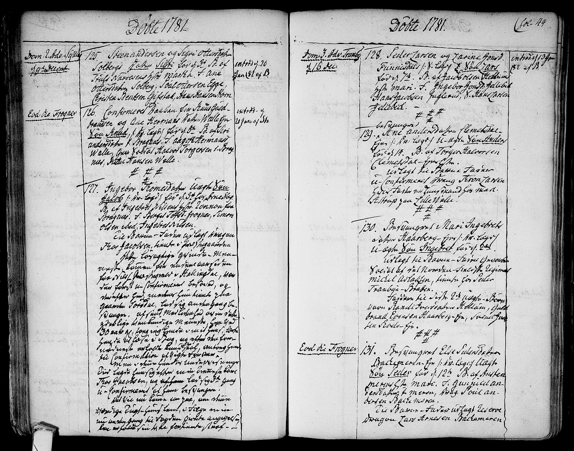 Lier kirkebøker, SAKO/A-230/F/Fa/L0006: Parish register (official) no. I 6, 1777-1794, p. 44