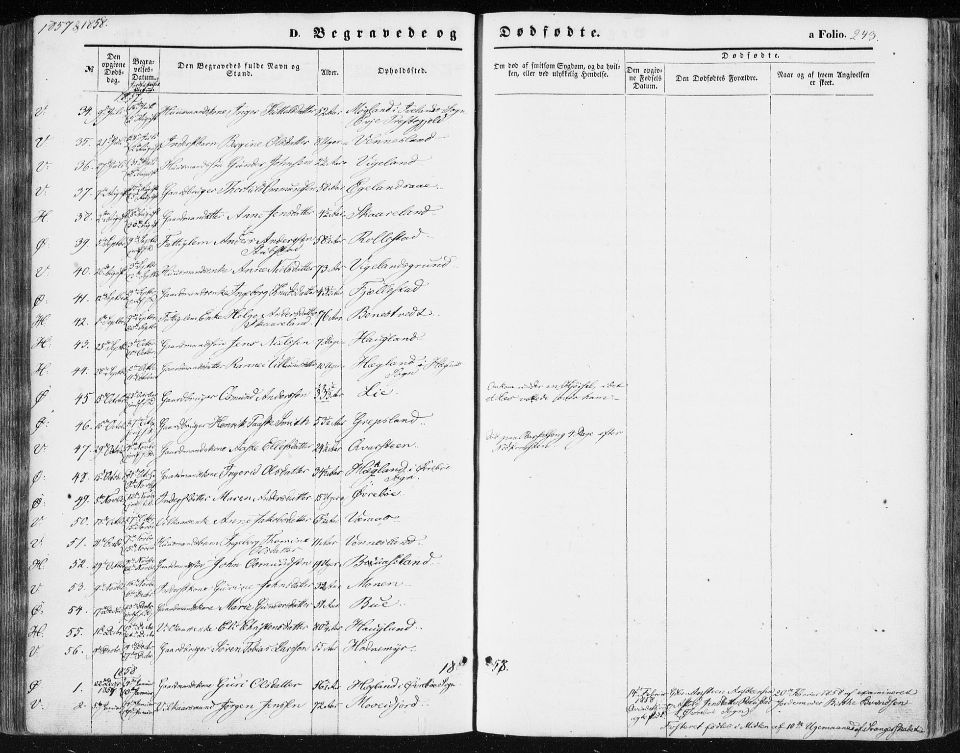 Vennesla sokneprestkontor, AV/SAK-1111-0045/Fa/Fac/L0007: Parish register (official) no. A 7, 1855-1873, p. 243