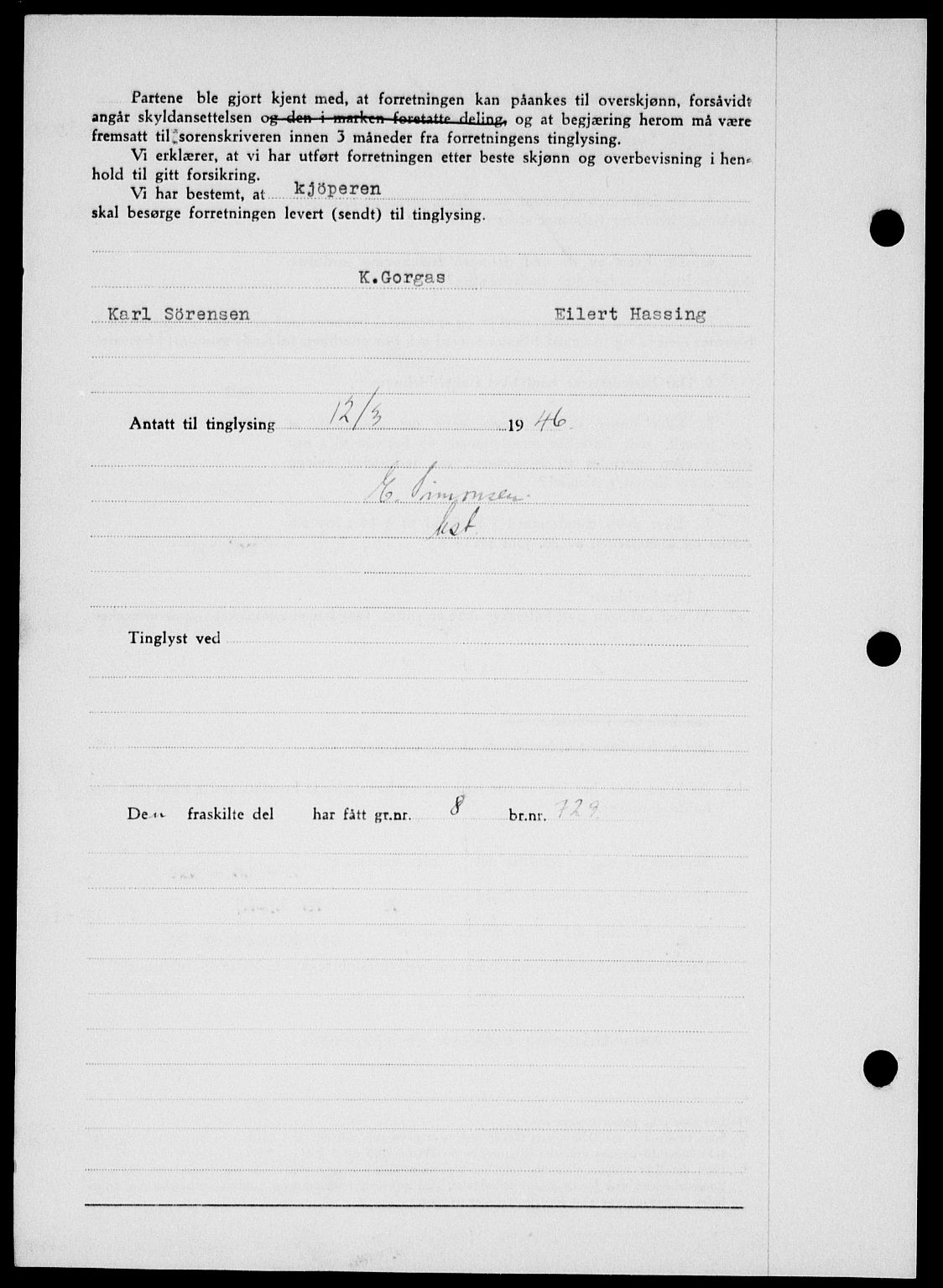 Onsøy sorenskriveri, SAO/A-10474/G/Ga/Gab/L0015: Mortgage book no. II A-15, 1945-1946, Diary no: : 484/1946