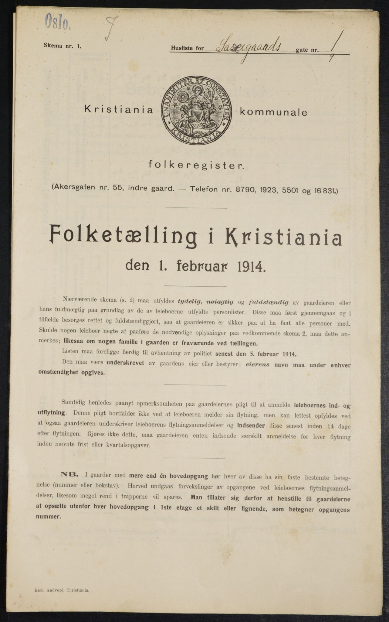 OBA, Municipal Census 1914 for Kristiania, 1914, p. 89107