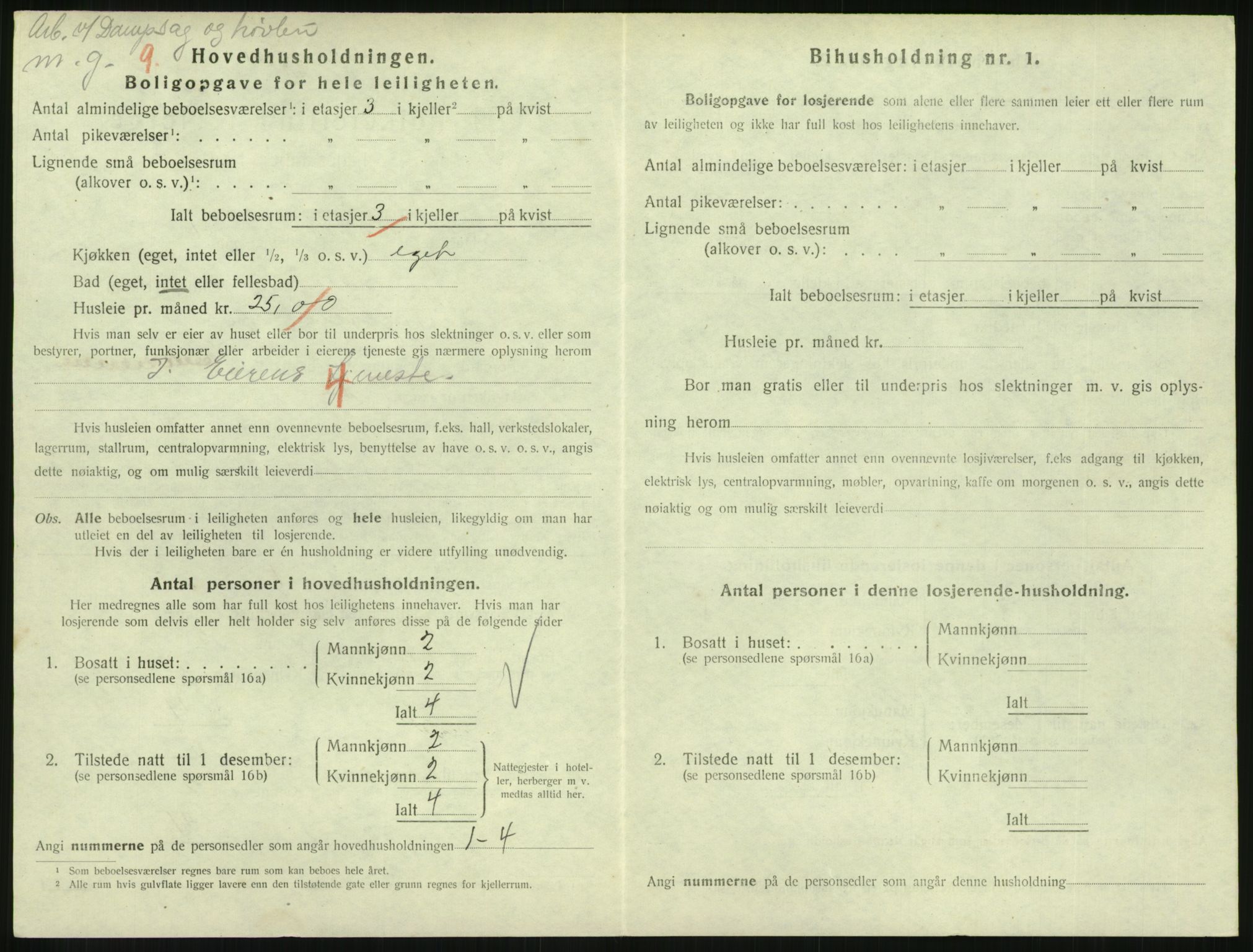 SAH, 1920 census for Lillehammer, 1920, p. 3673