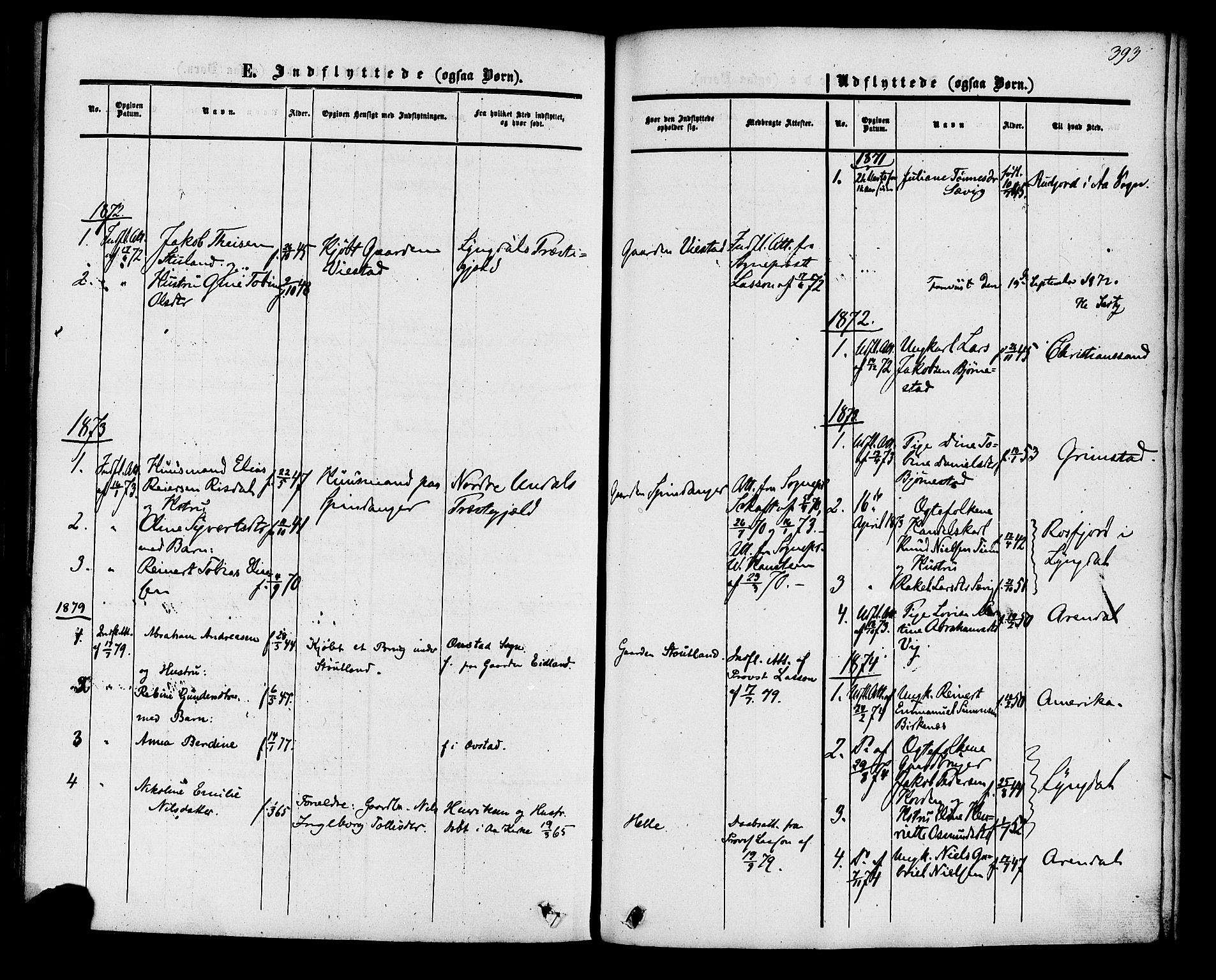 Herad sokneprestkontor, SAK/1111-0018/F/Fa/Fab/L0004: Parish register (official) no. A 4, 1853-1885, p. 393