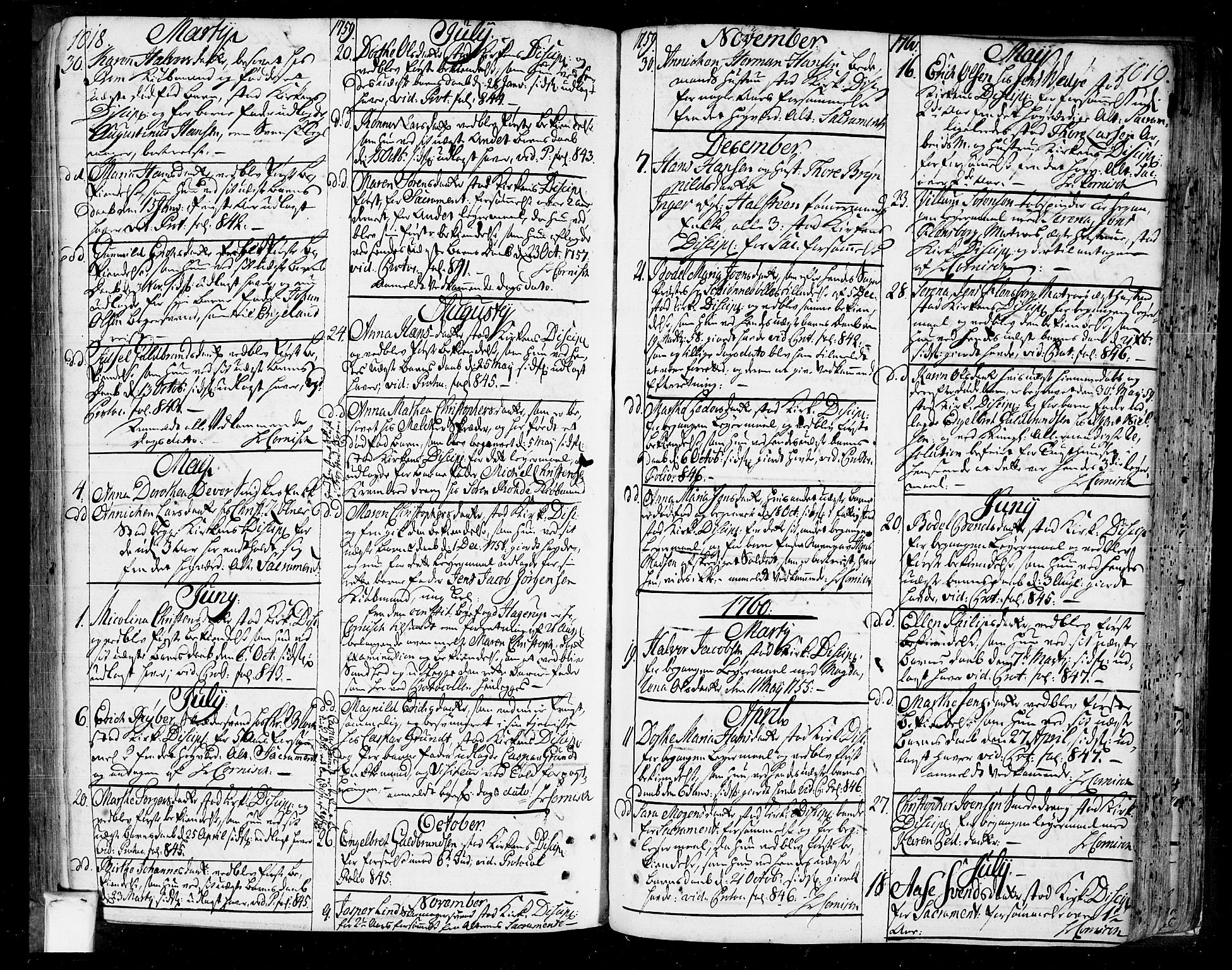 Oslo domkirke Kirkebøker, SAO/A-10752/F/Fa/L0004: Parish register (official) no. 4, 1743-1786, p. 1018-1019