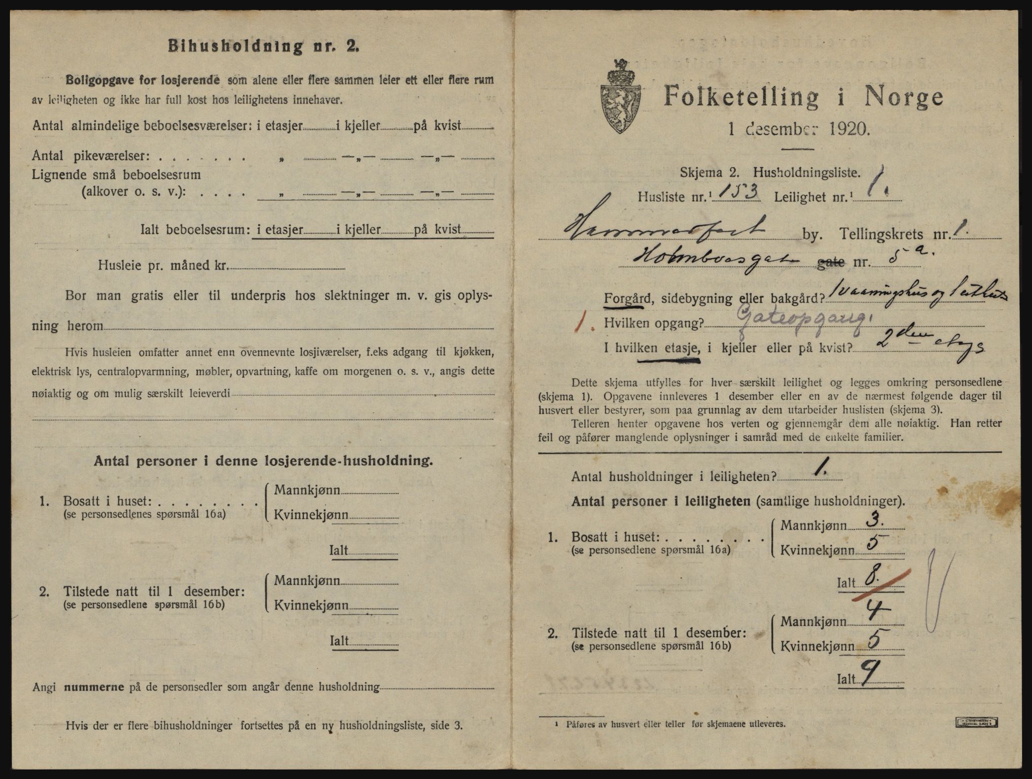 SATØ, 1920 census for Hammerfest, 1920, p. 1460