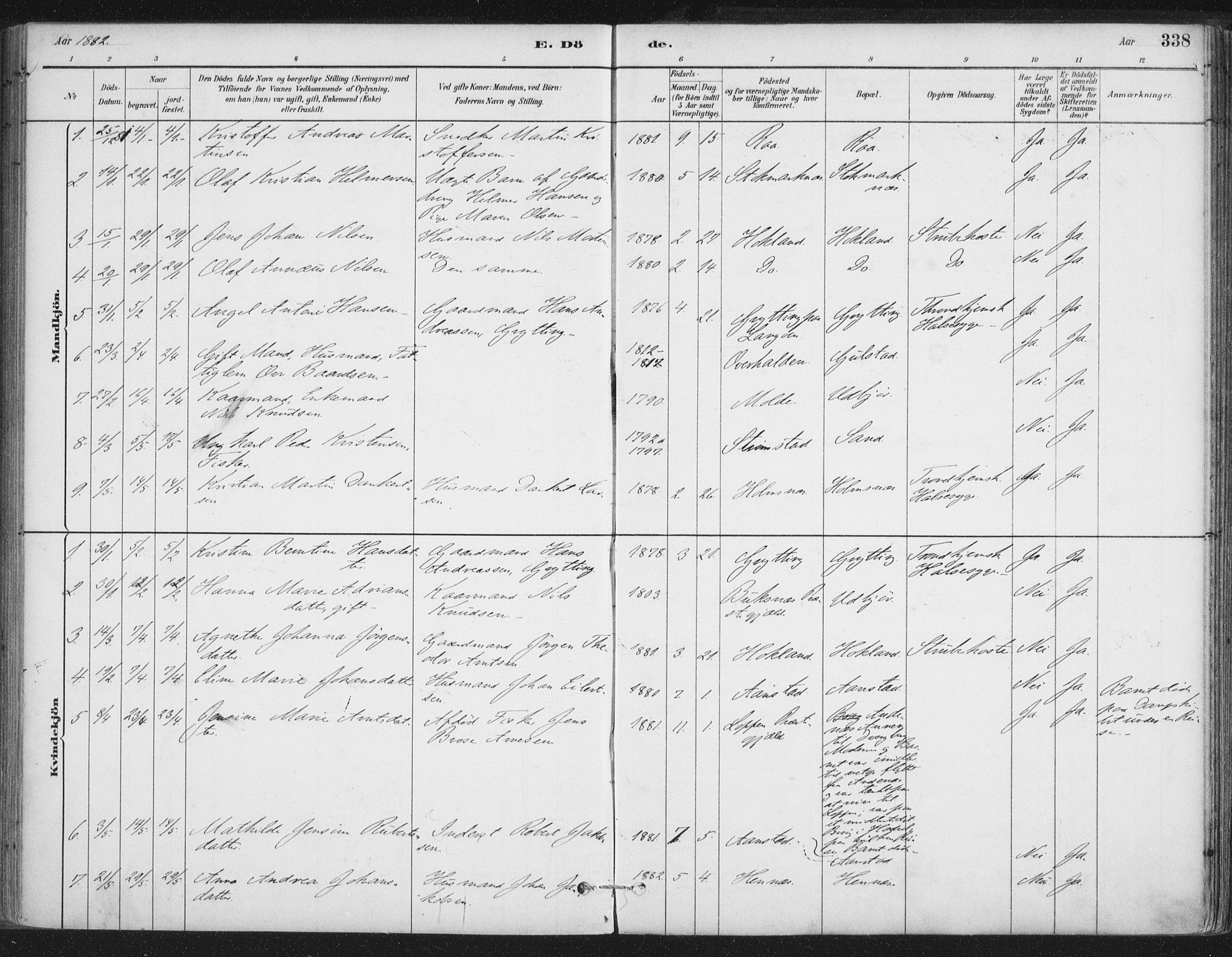 Ministerialprotokoller, klokkerbøker og fødselsregistre - Nordland, SAT/A-1459/888/L1244: Parish register (official) no. 888A10, 1880-1890, p. 338