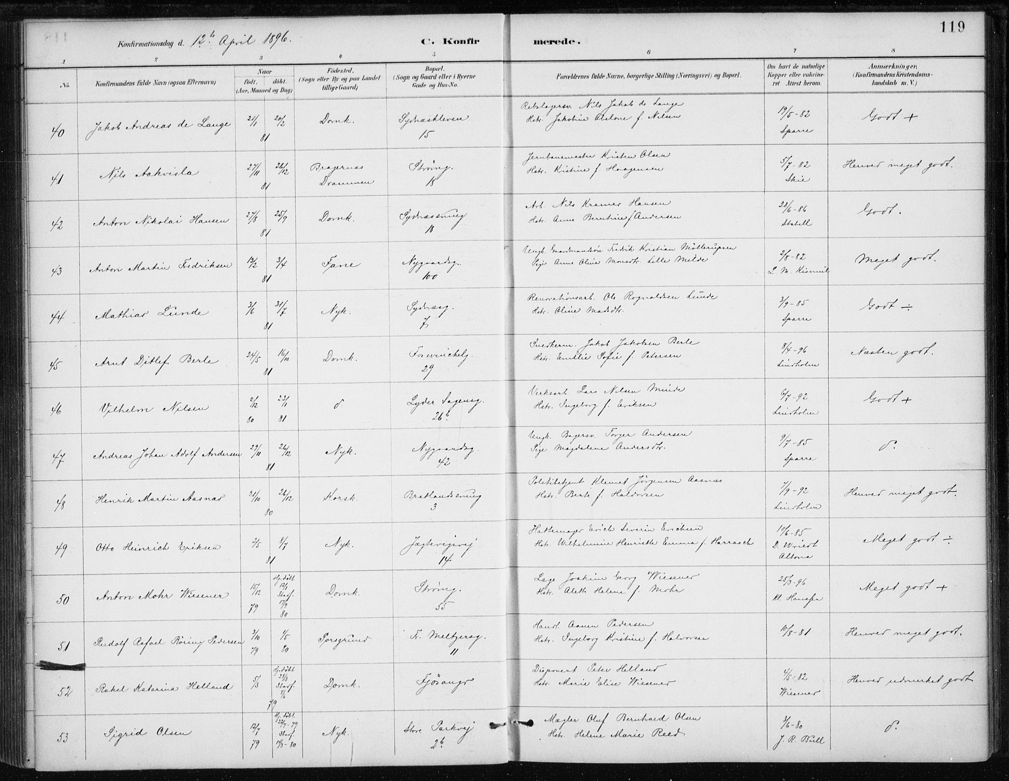 Johanneskirken sokneprestembete, AV/SAB-A-76001/H/Haa/L0008: Parish register (official) no. C 1, 1885-1907, p. 119