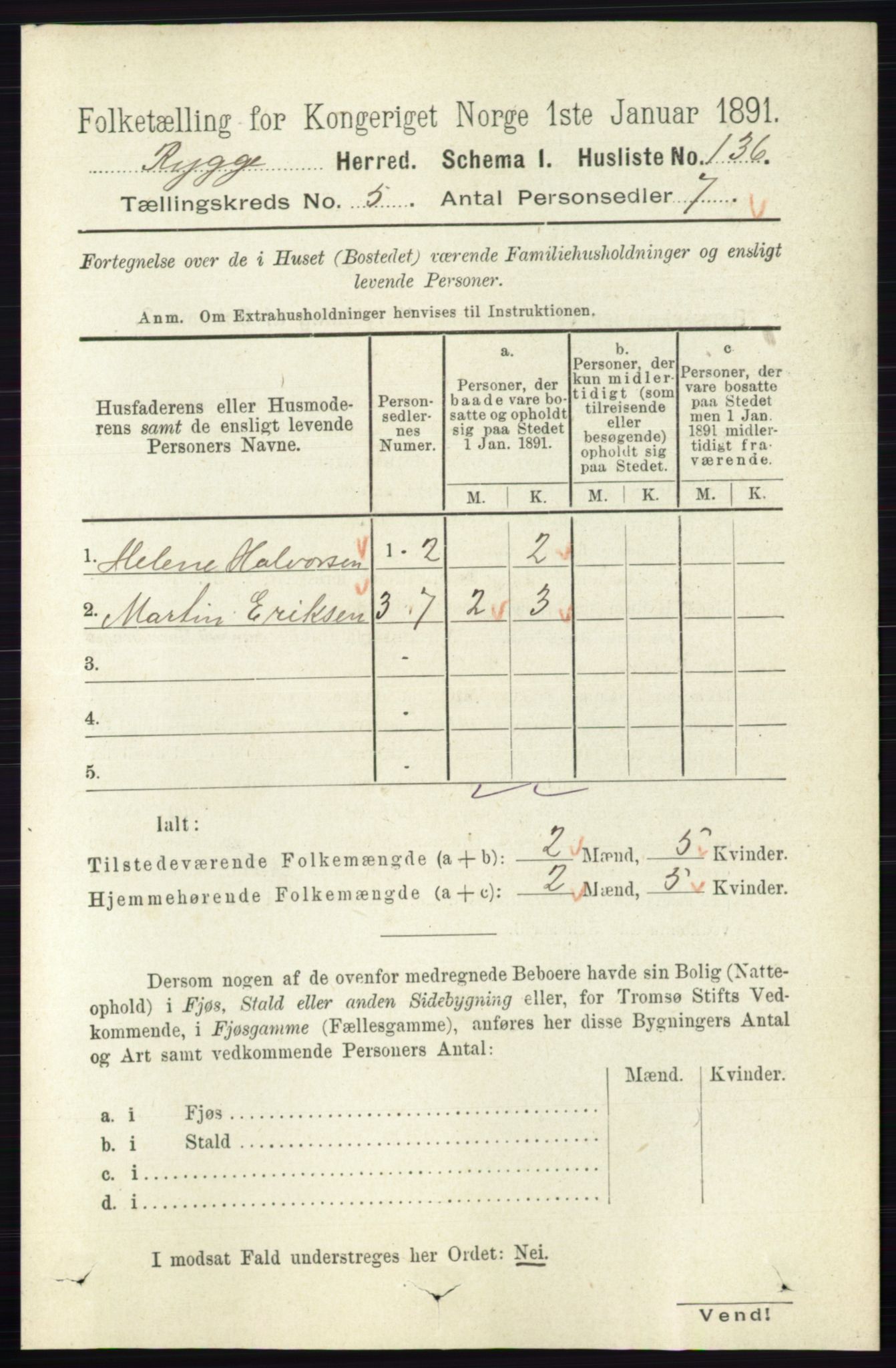 RA, 1891 census for 0136 Rygge, 1891, p. 2822