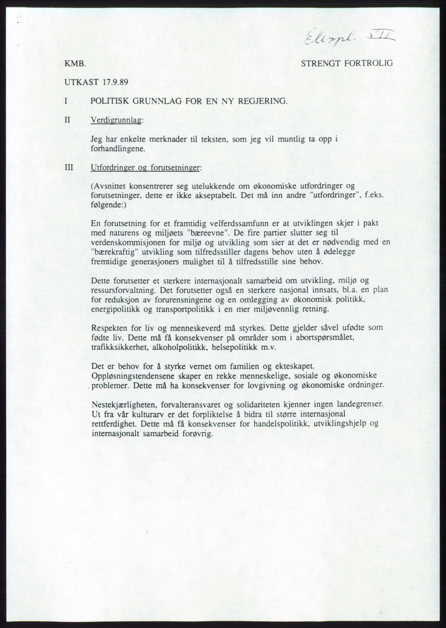 Forhandlingsmøtene 1989 mellom Høyre, KrF og Senterpartiet om dannelse av regjering, AV/RA-PA-0697/A/L0001: Forhandlingsprotokoll med vedlegg, 1989, p. 20