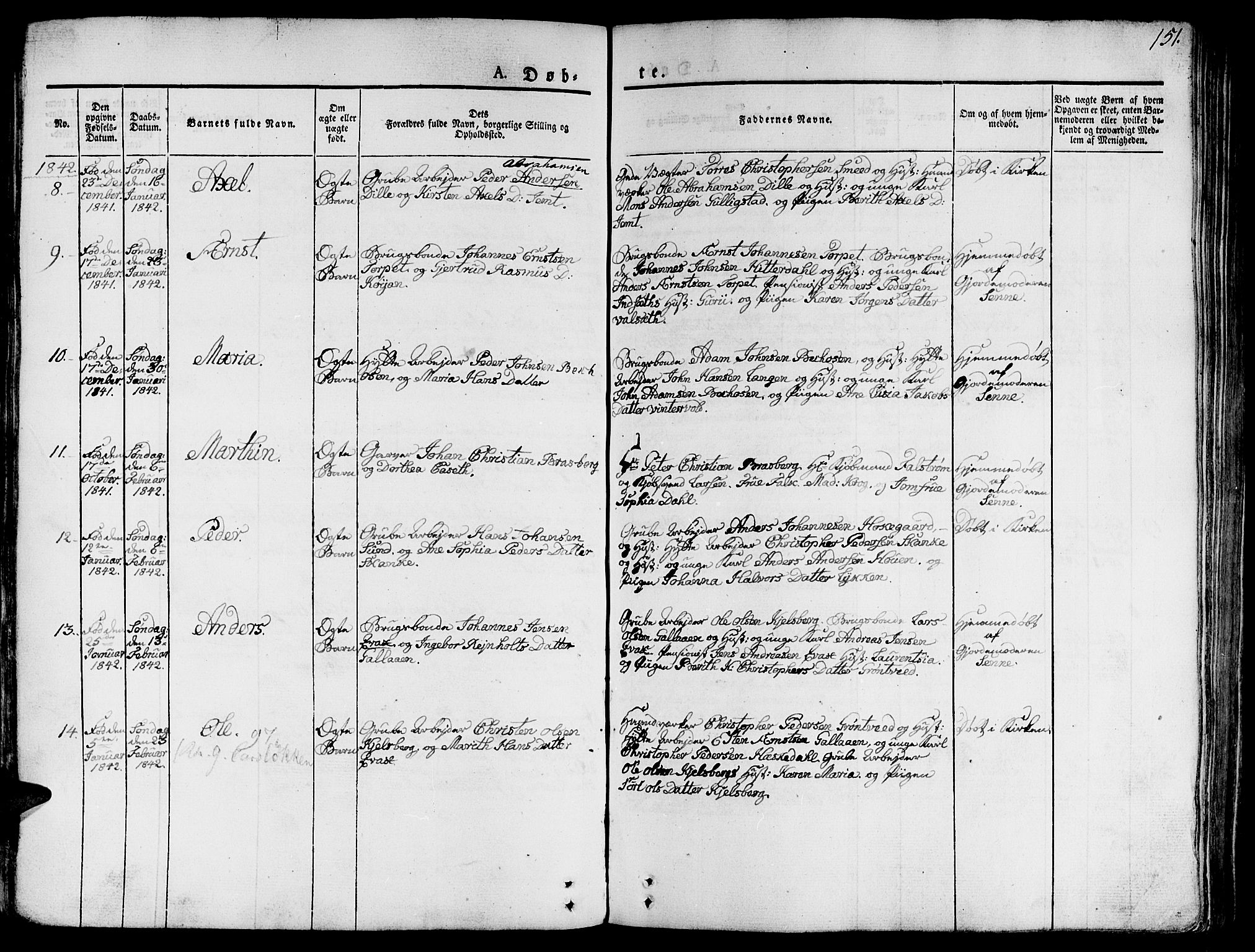 Ministerialprotokoller, klokkerbøker og fødselsregistre - Sør-Trøndelag, SAT/A-1456/681/L0930: Parish register (official) no. 681A08, 1829-1844, p. 151