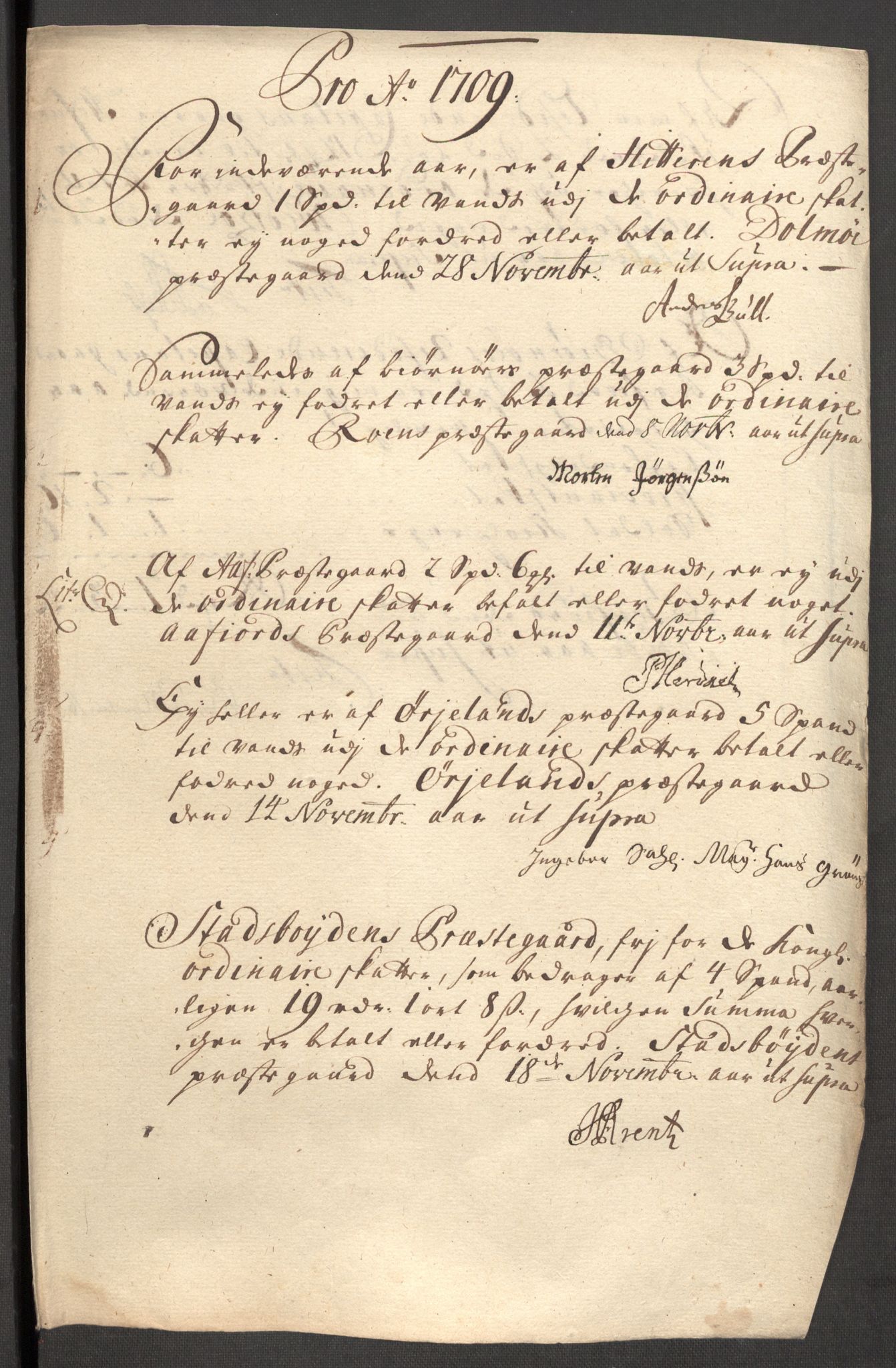 Rentekammeret inntil 1814, Reviderte regnskaper, Fogderegnskap, RA/EA-4092/R57/L3858: Fogderegnskap Fosen, 1708-1709, p. 348