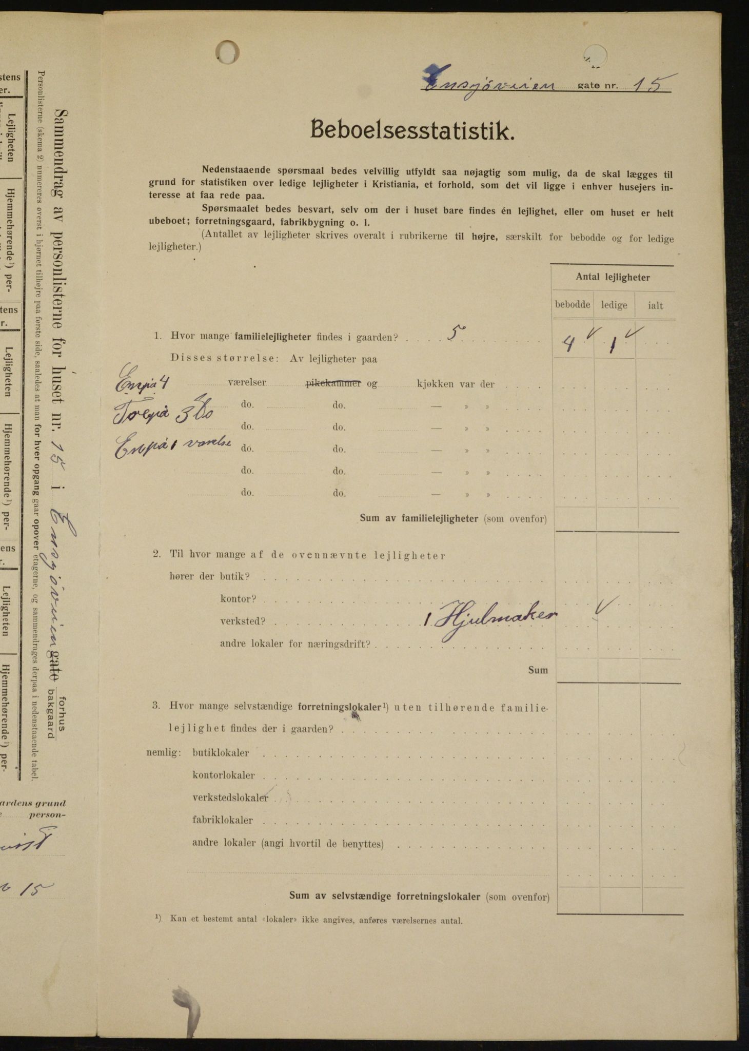 OBA, Municipal Census 1909 for Kristiania, 1909, p. 19821