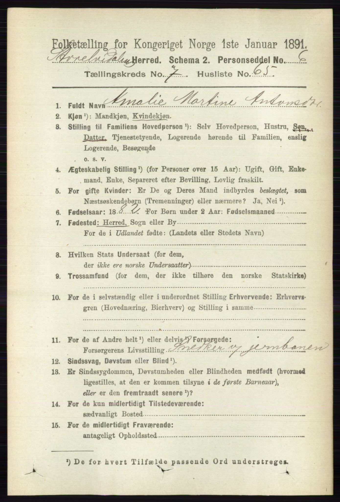 RA, 1891 census for 0430 Stor-Elvdal, 1891, p. 3184