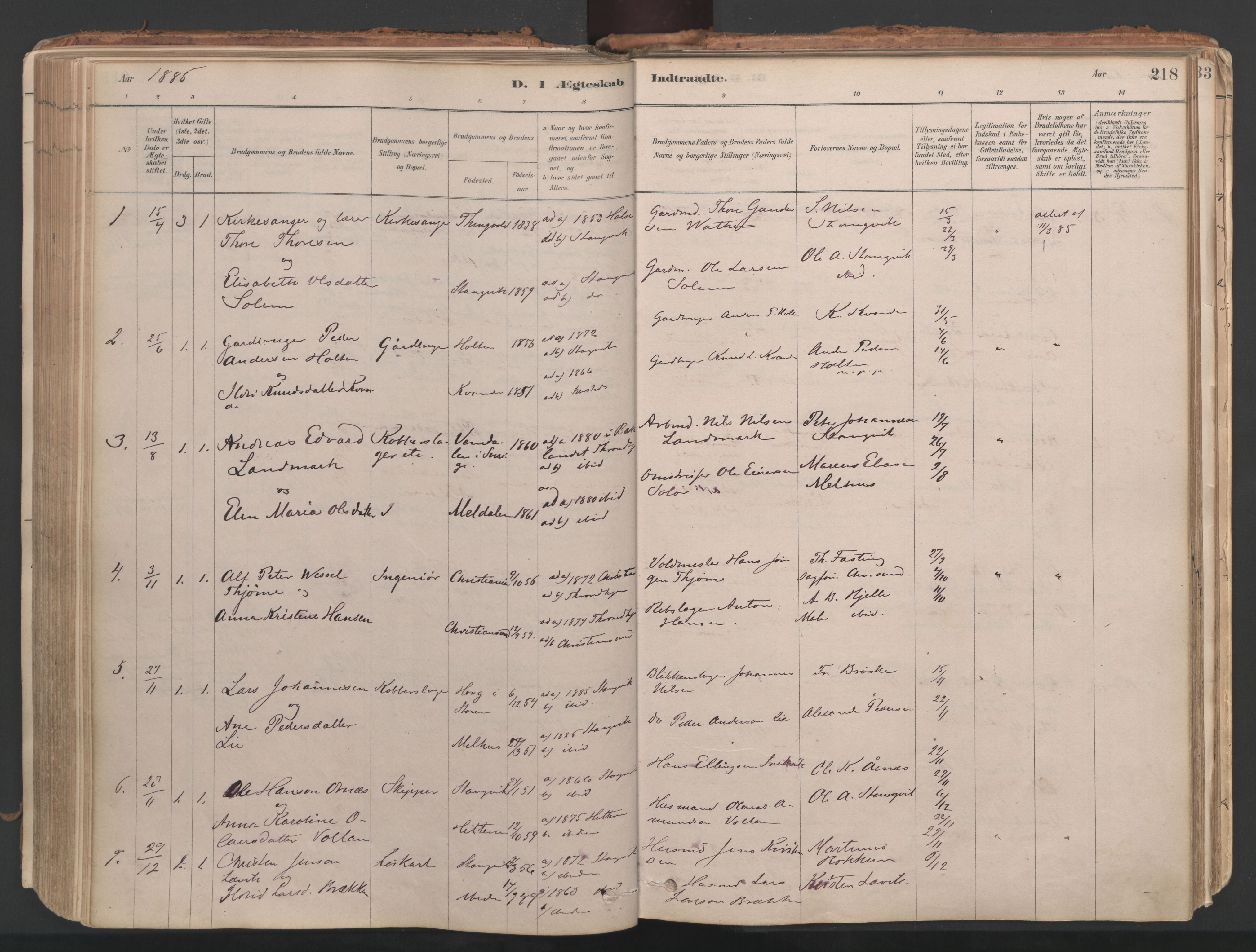 Ministerialprotokoller, klokkerbøker og fødselsregistre - Møre og Romsdal, AV/SAT-A-1454/592/L1029: Parish register (official) no. 592A07, 1879-1902, p. 218