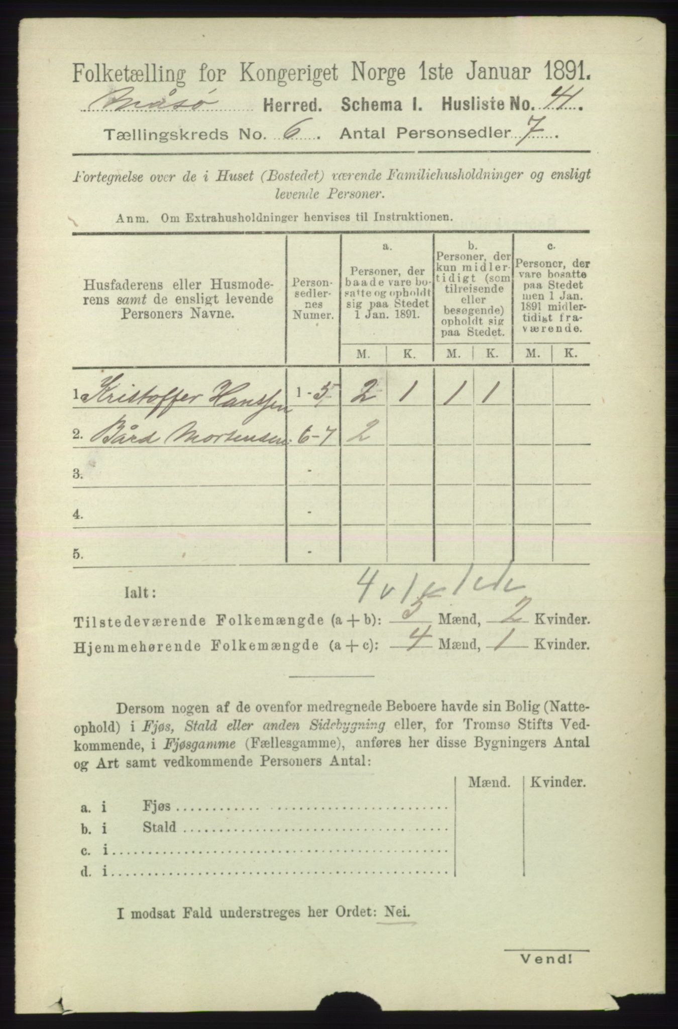 RA, 1891 census for 2018 Måsøy, 1891, p. 1119