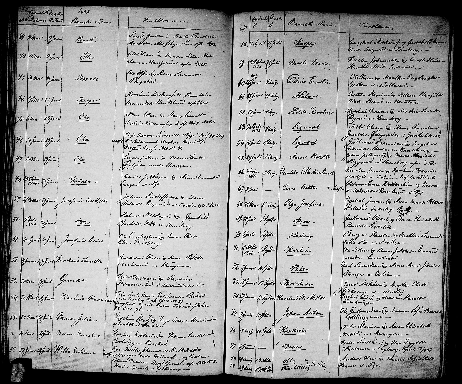 Aurskog prestekontor Kirkebøker, SAO/A-10304a/G/Ga/L0003: Parish register (copy) no. I 3, 1858-1883, p. 55