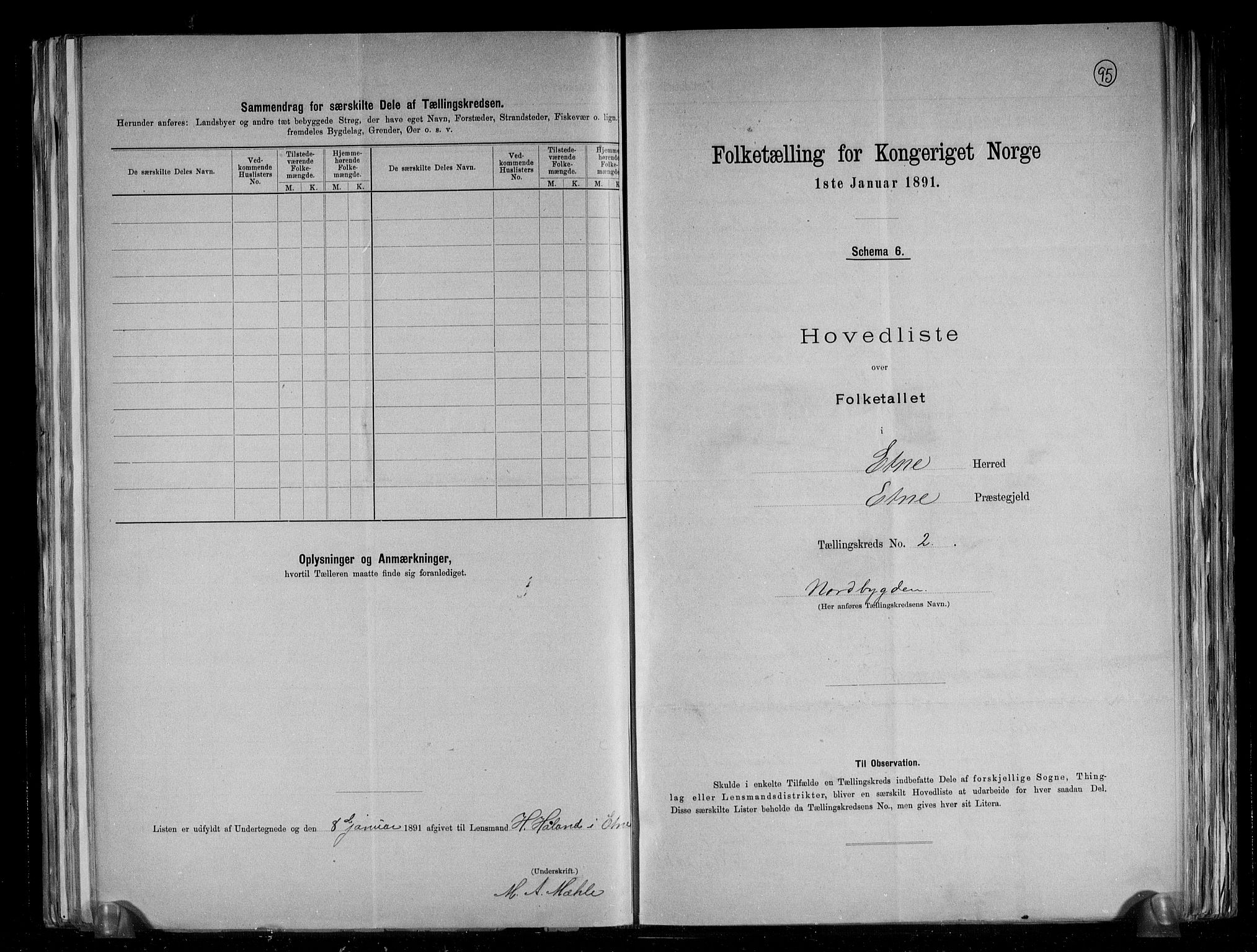 RA, 1891 census for 1211 Etne, 1891, p. 8