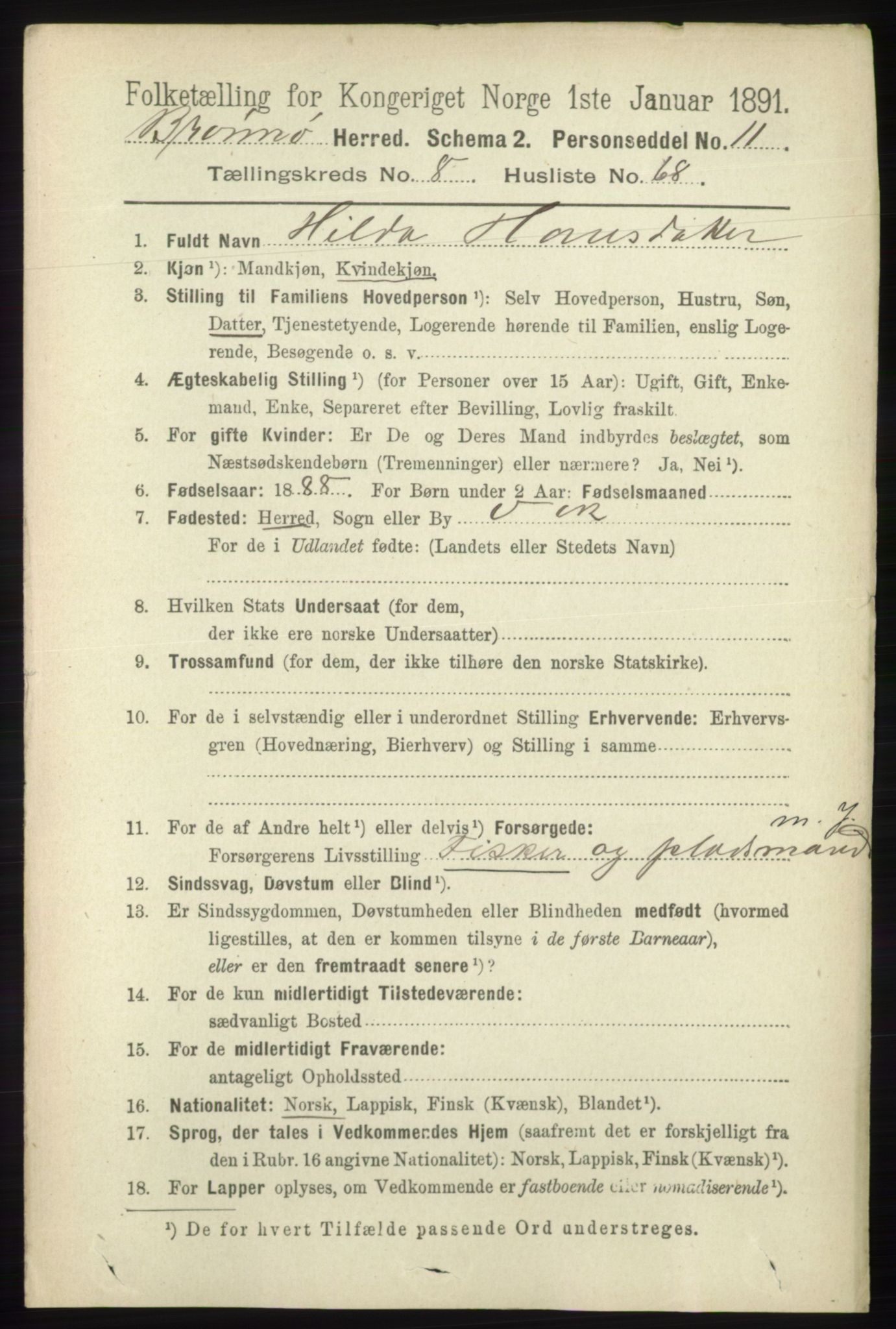 RA, 1891 census for 1814 Brønnøy, 1891, p. 4812