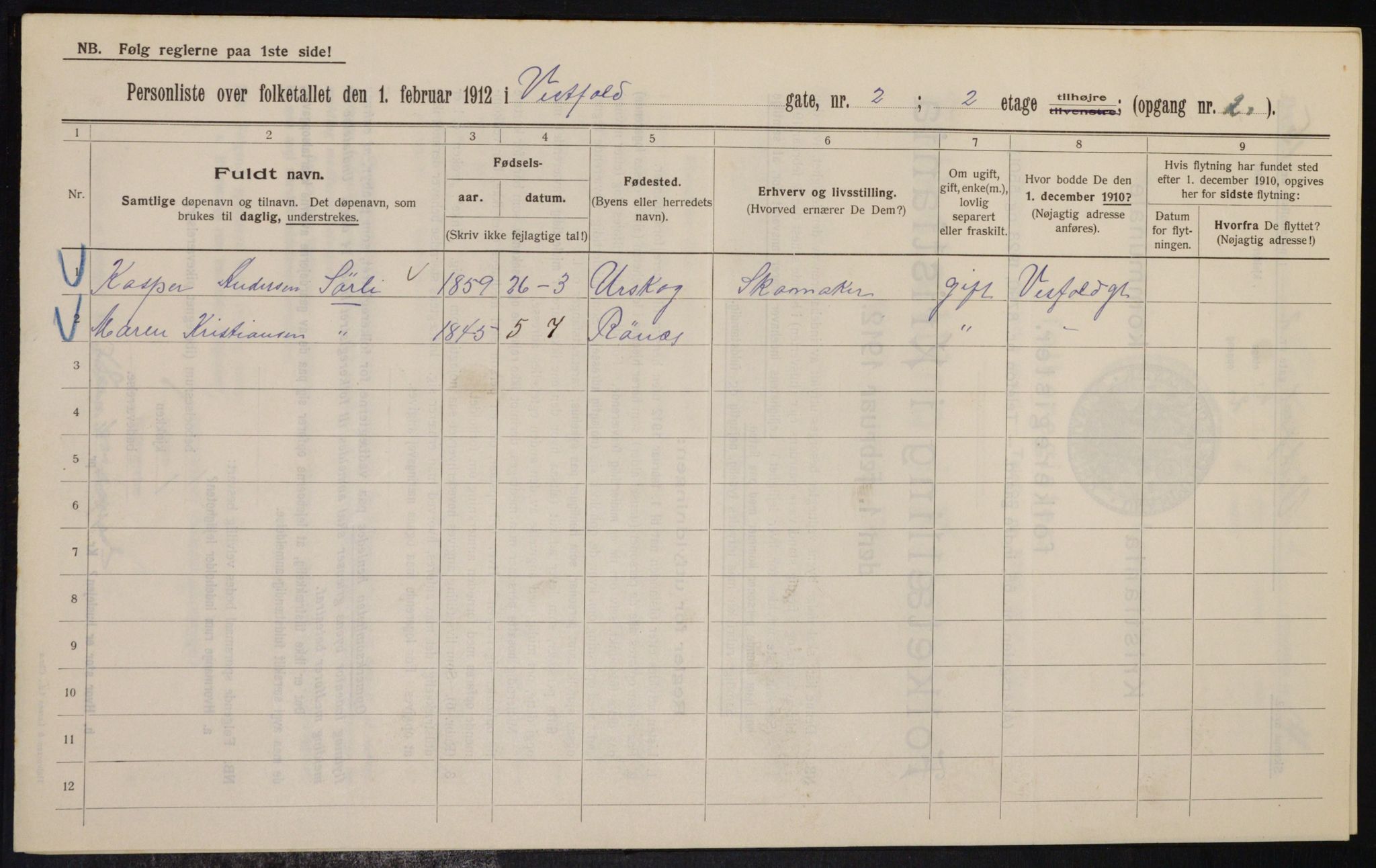 OBA, Municipal Census 1912 for Kristiania, 1912, p. 122372