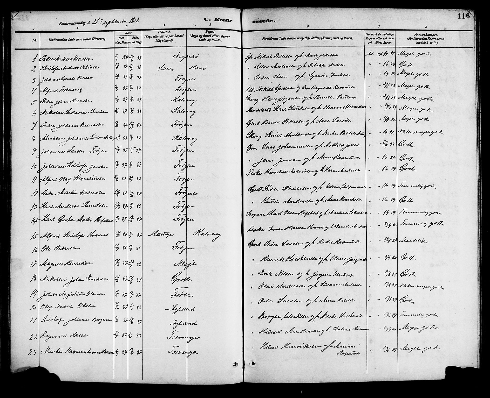 Bremanger sokneprestembete, SAB/A-82201/H/Hab/Haba/L0003: Parish register (copy) no. A 3, 1890-1908, p. 116