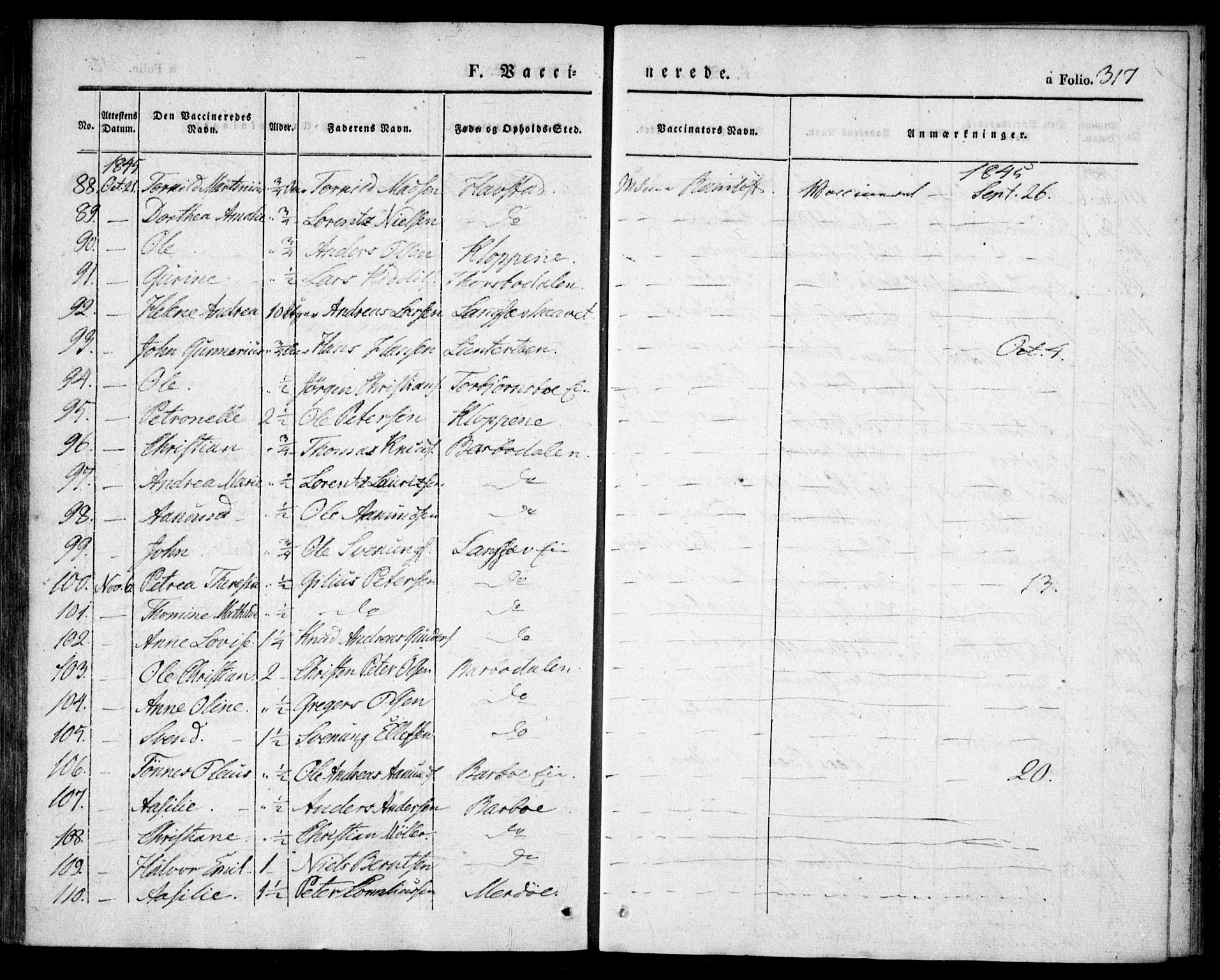Tromøy sokneprestkontor, SAK/1111-0041/F/Fa/L0004: Parish register (official) no. A 4, 1837-1846, p. 317