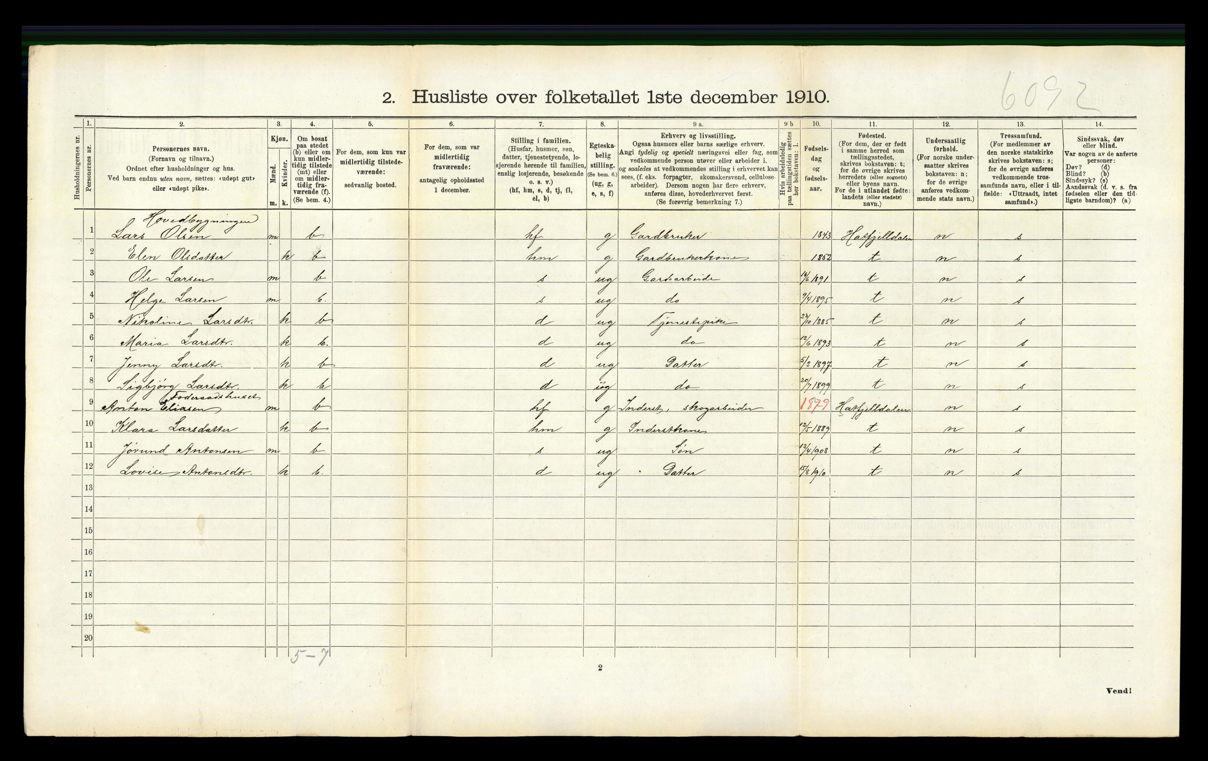 RA, 1910 census for Vefsn, 1910, p. 229