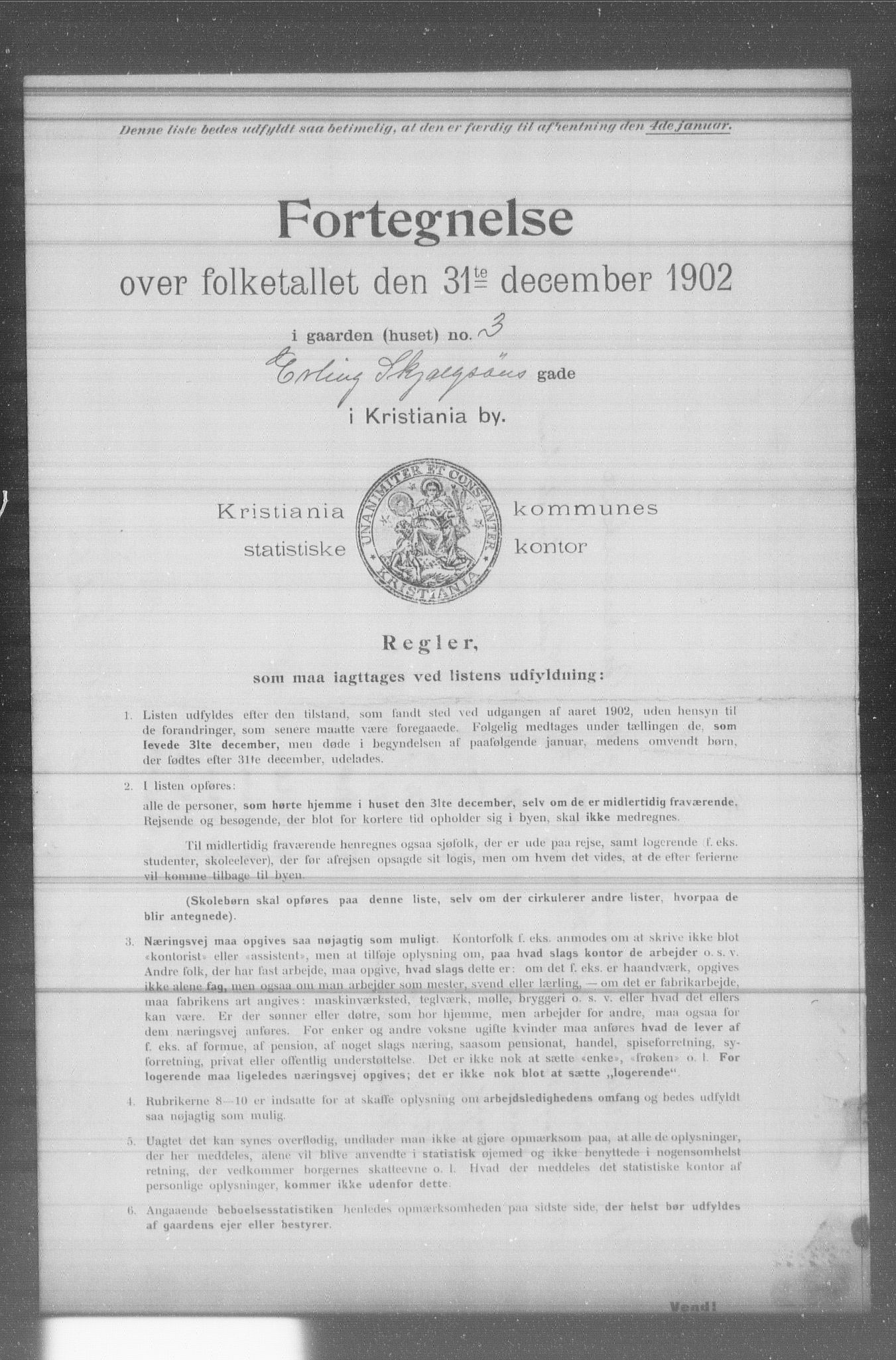 OBA, Municipal Census 1902 for Kristiania, 1902, p. 4279