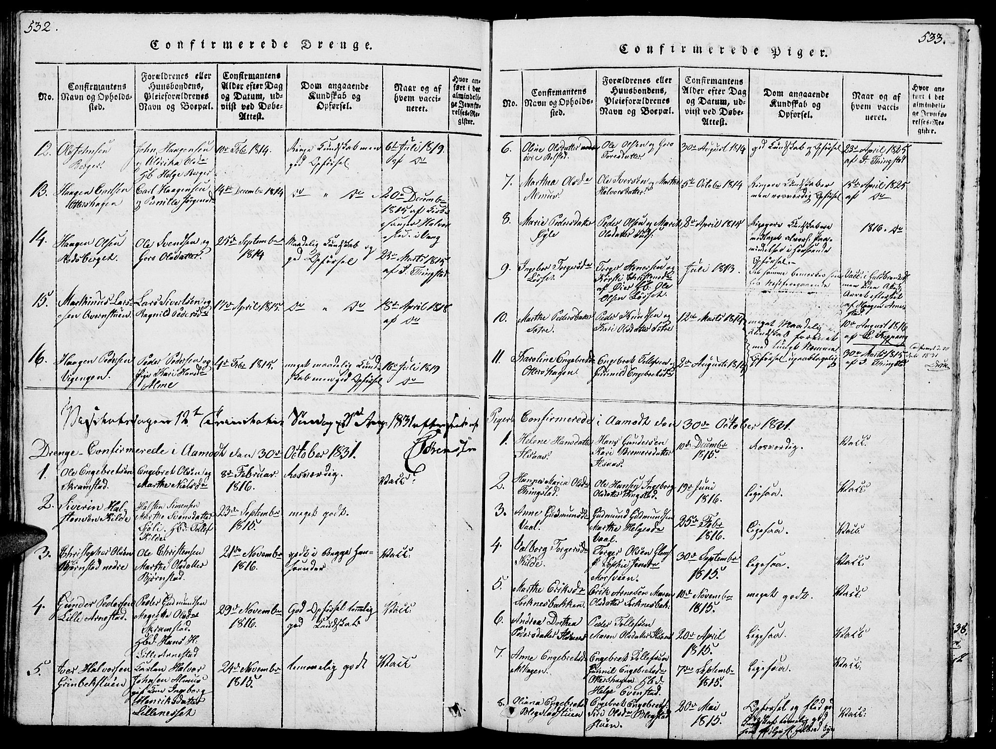 Åmot prestekontor, Hedmark, AV/SAH-PREST-056/H/Ha/Hab/L0001: Parish register (copy) no. 1, 1815-1847, p. 532-533