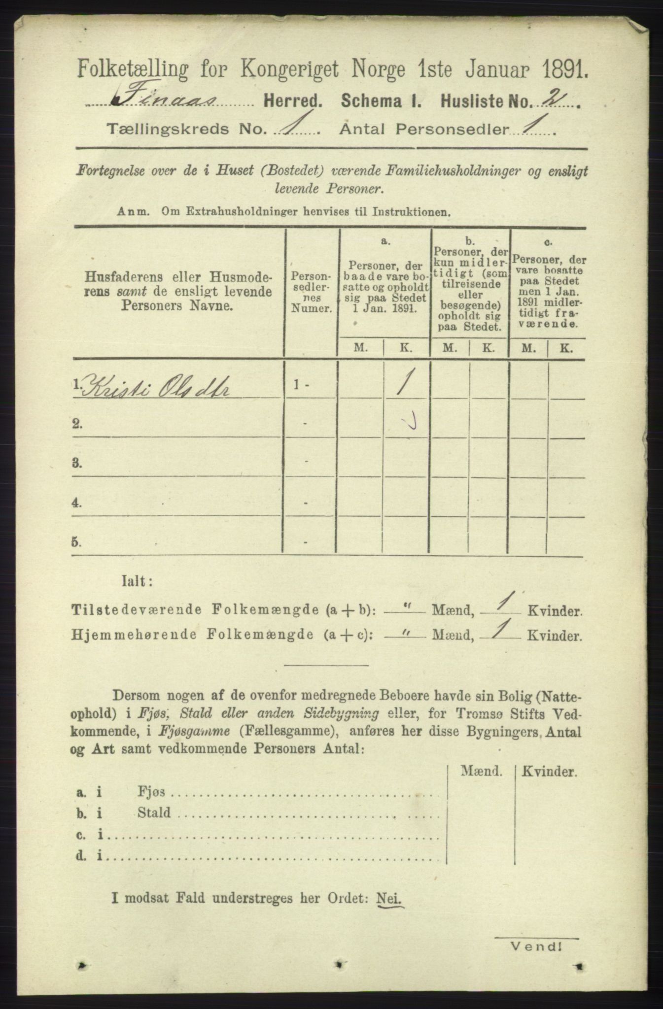 RA, 1891 census for 1218 Finnås, 1891, p. 41