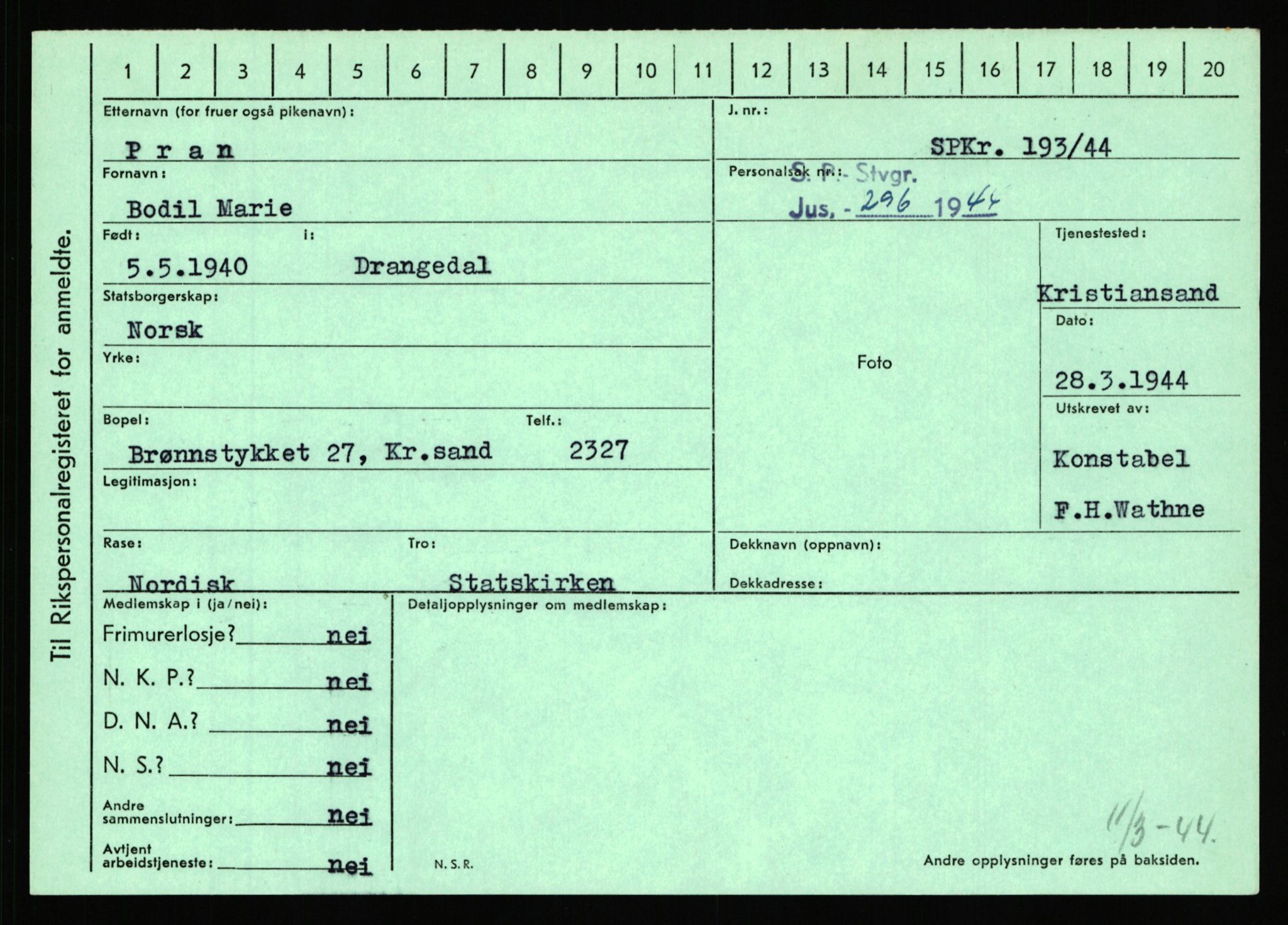 Statspolitiet - Hovedkontoret / Osloavdelingen, AV/RA-S-1329/C/Ca/L0012: Oanæs - Quistgaard	, 1943-1945, p. 4744