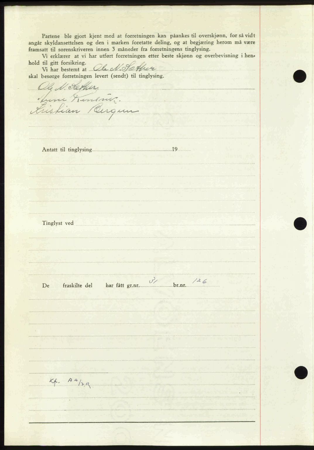 Nordmøre sorenskriveri, AV/SAT-A-4132/1/2/2Ca: Mortgage book no. A110, 1948-1949, Diary no: : 407/1949