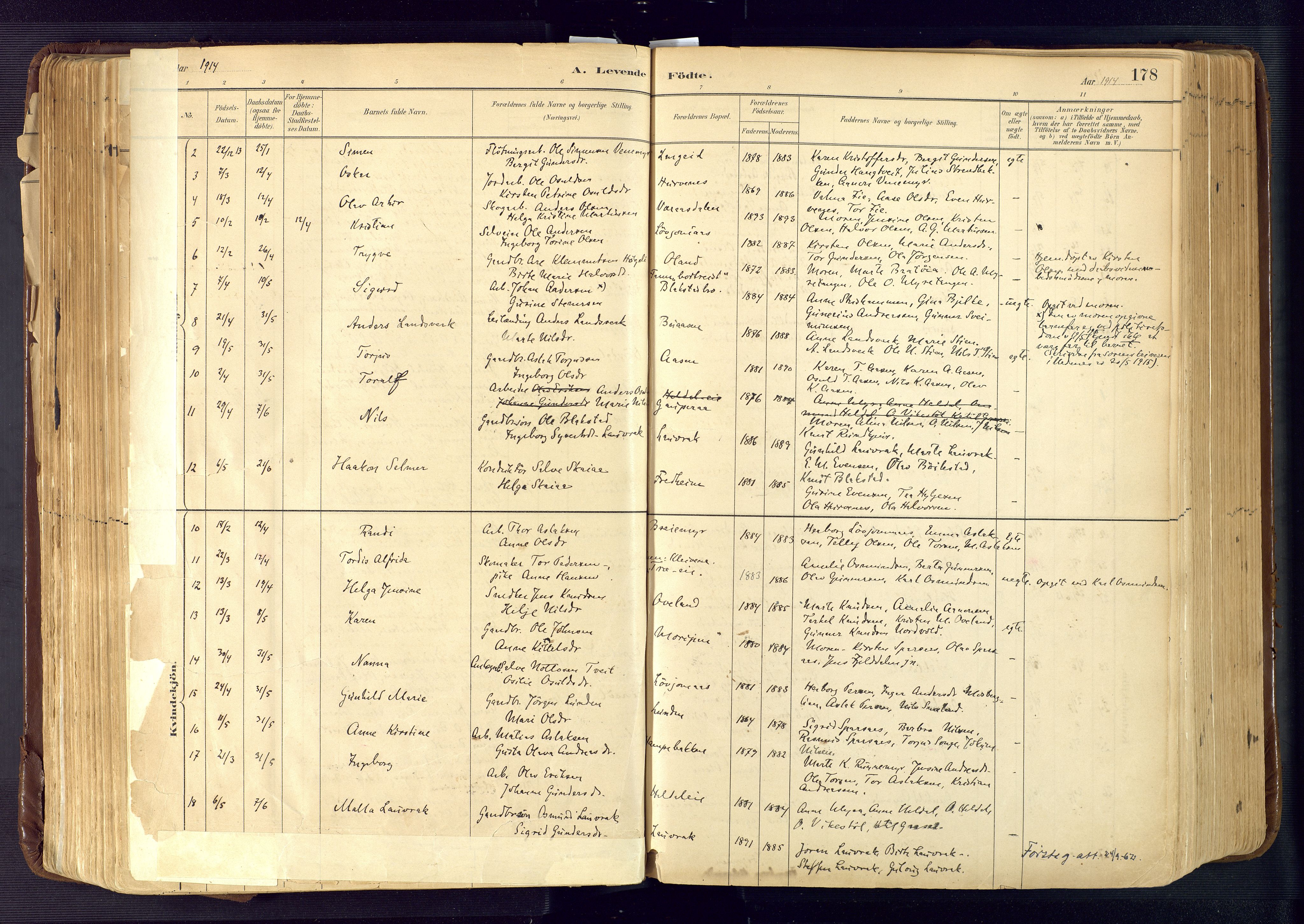 Froland sokneprestkontor, SAK/1111-0013/F/Fa/L0005: Parish register (official) no. A 5, 1882-1921, p. 178