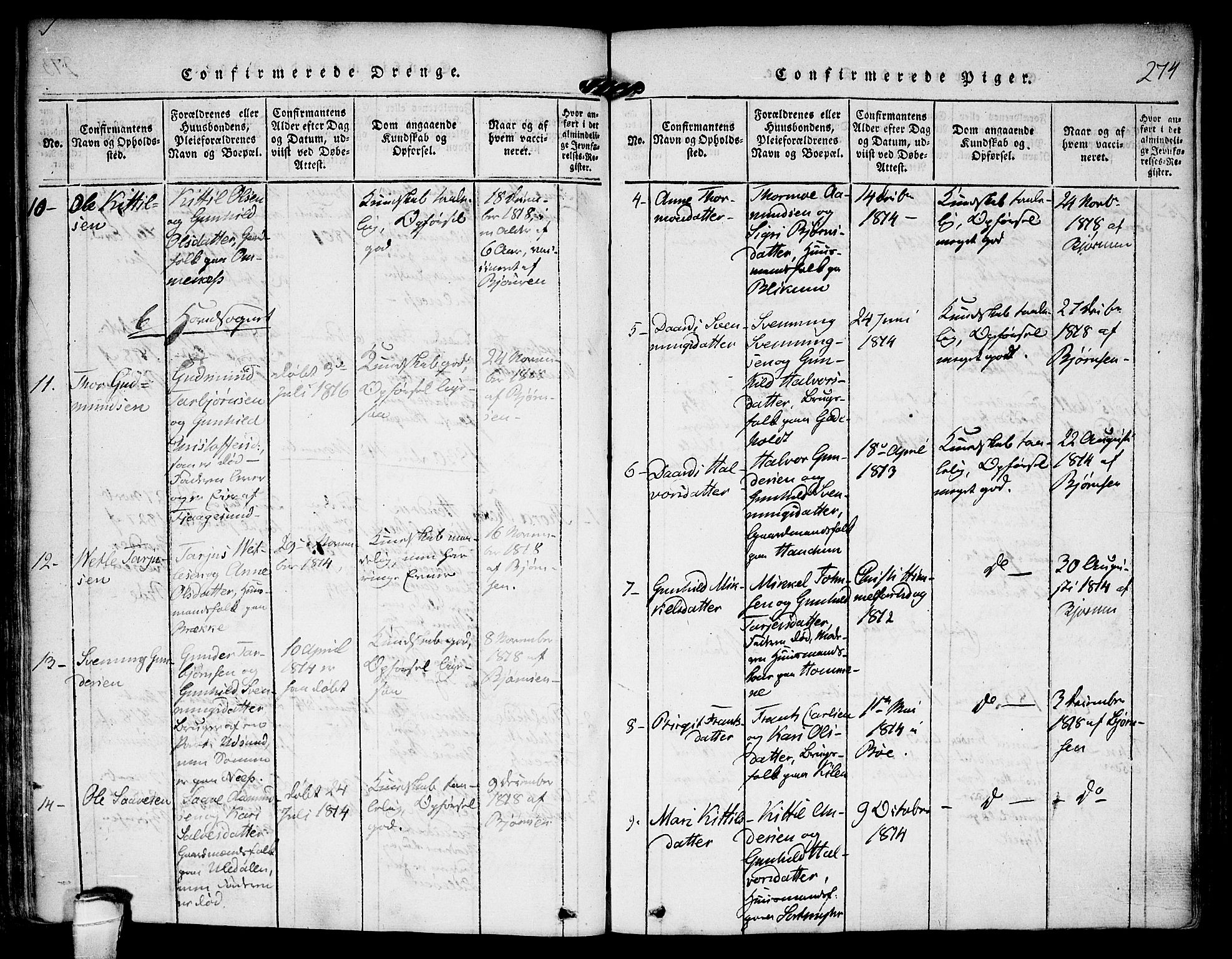Kviteseid kirkebøker, SAKO/A-276/F/Fa/L0005: Parish register (official) no. I 5, 1815-1836, p. 274