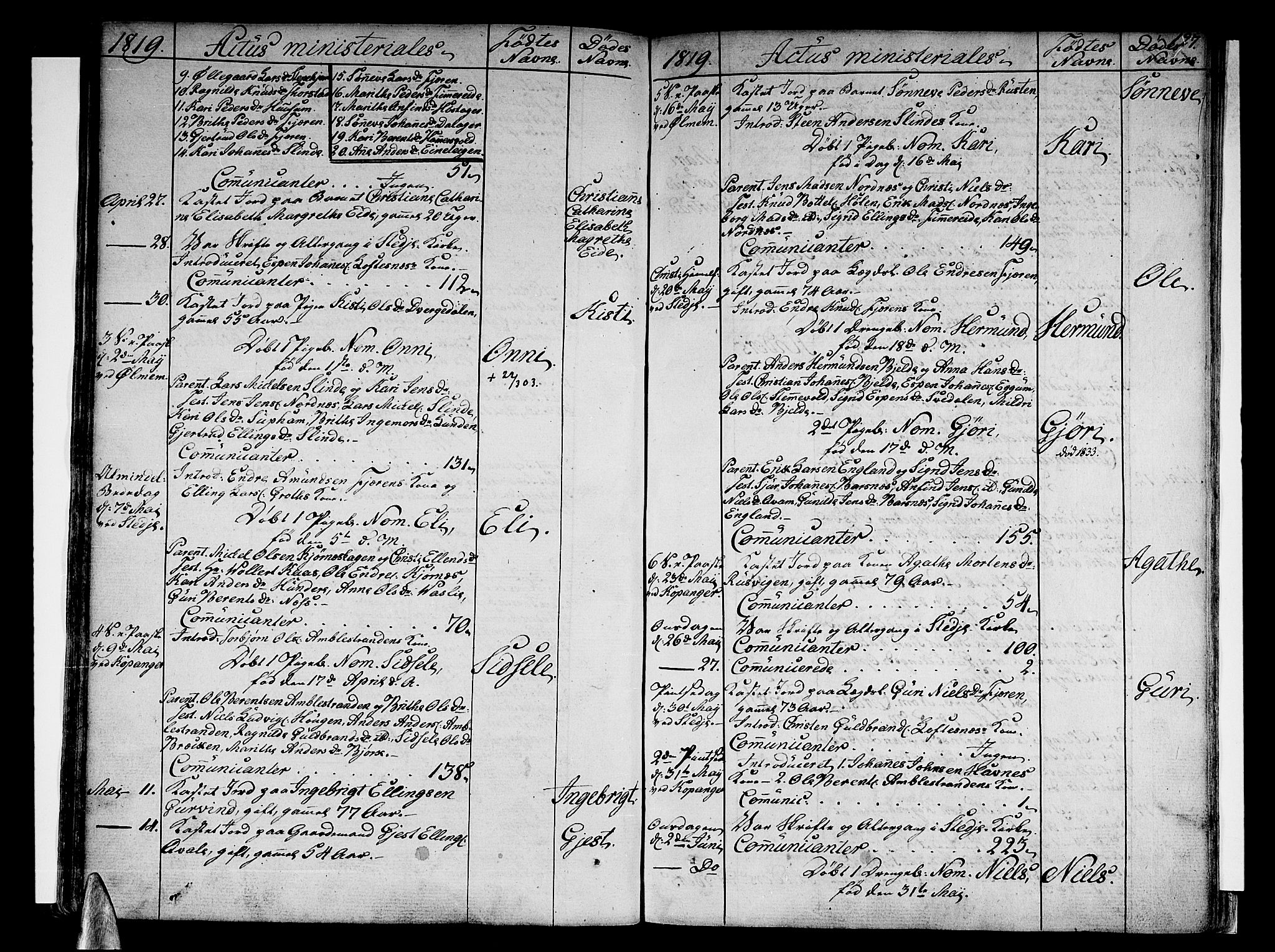 Sogndal sokneprestembete, SAB/A-81301/H/Haa/Haaa/L0009: Parish register (official) no. A 9, 1809-1821, p. 127