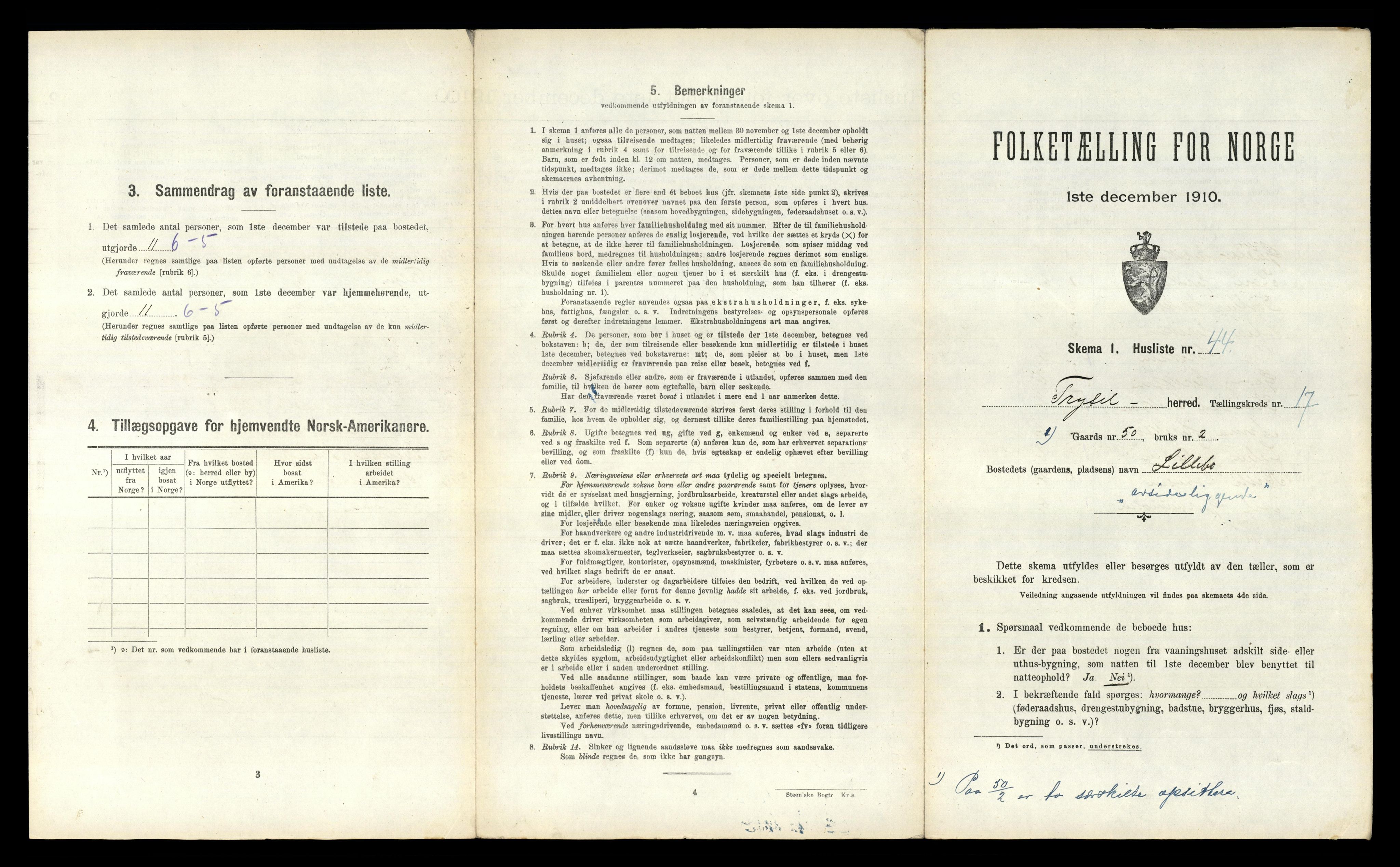 RA, 1910 census for Trysil, 1910, p. 1943