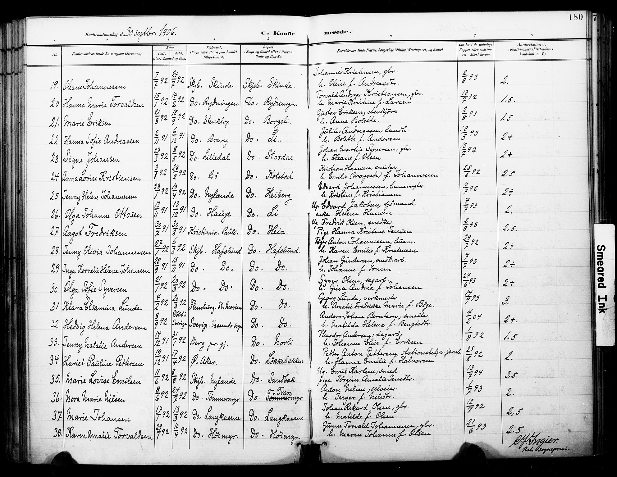 Skjeberg prestekontor Kirkebøker, SAO/A-10923/F/Fa/L0010: Parish register (official) no. I 10, 1898-1911, p. 180