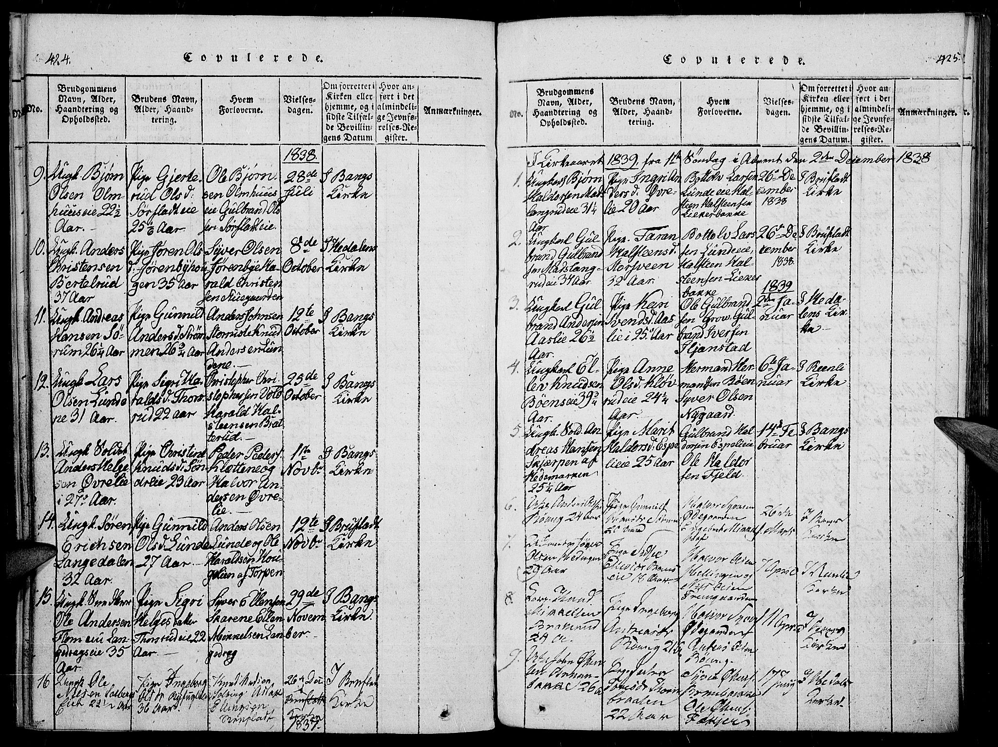 Sør-Aurdal prestekontor, SAH/PREST-128/H/Ha/Haa/L0003: Parish register (official) no. 3, 1825-1840, p. 424-425
