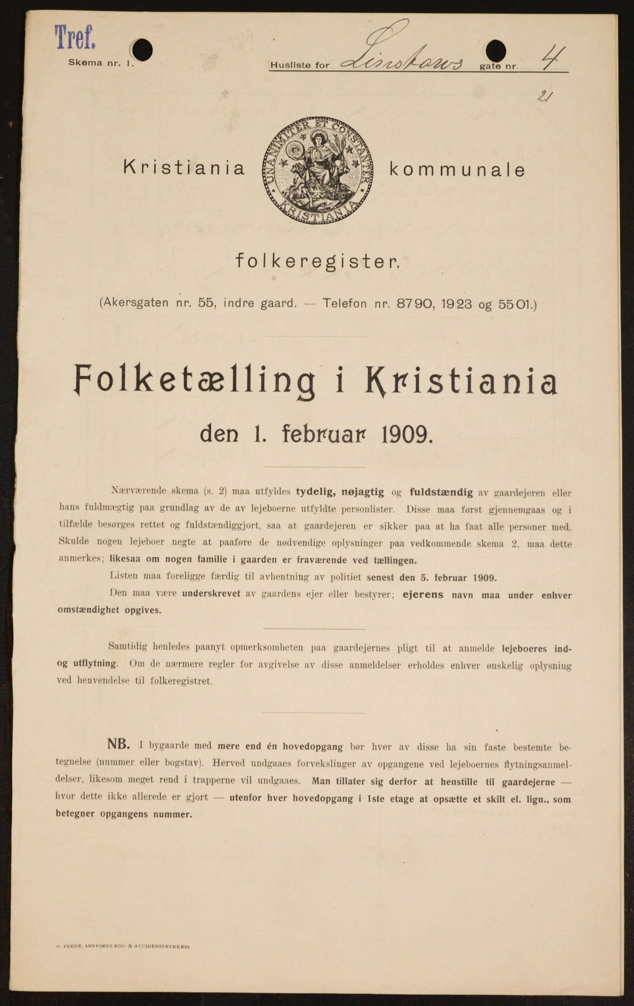 OBA, Municipal Census 1909 for Kristiania, 1909, p. 52606