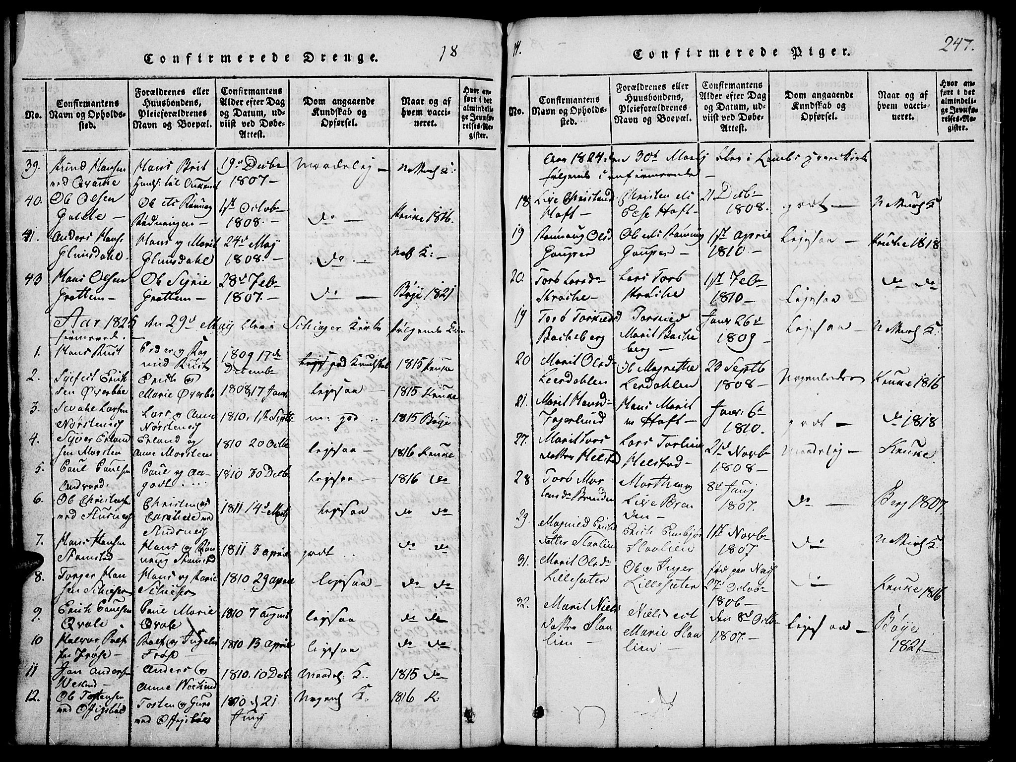 Lom prestekontor, SAH/PREST-070/L/L0001: Parish register (copy) no. 1, 1815-1836, p. 247