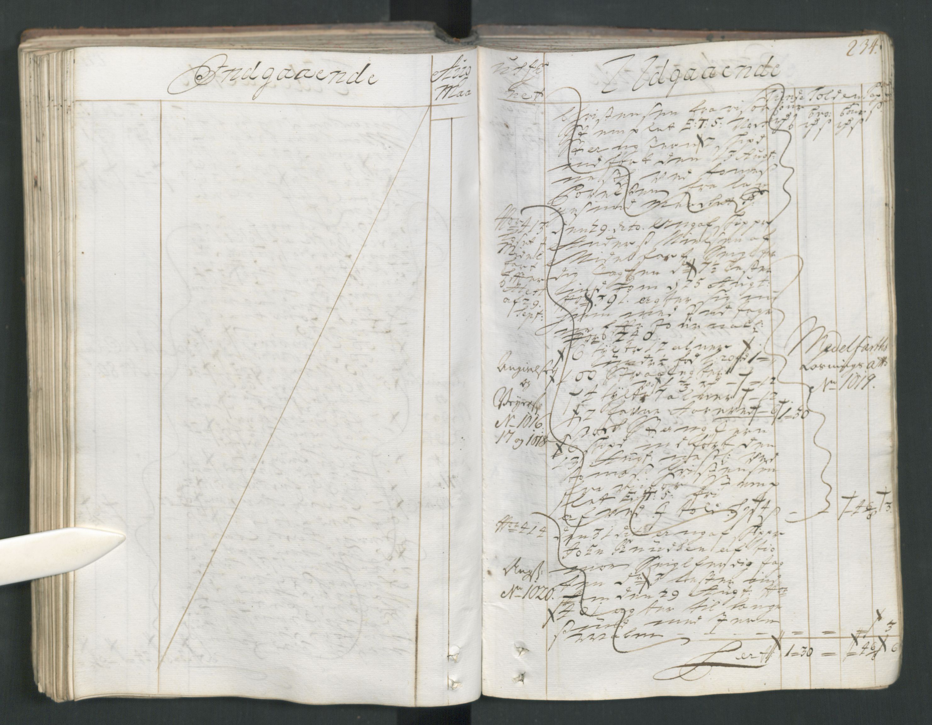 Generaltollkammeret, tollregnskaper, RA/EA-5490/R15/L0013/0001: Tollregnskaper Arendal / Hovedtollbok, 1733, p. 233b-234a