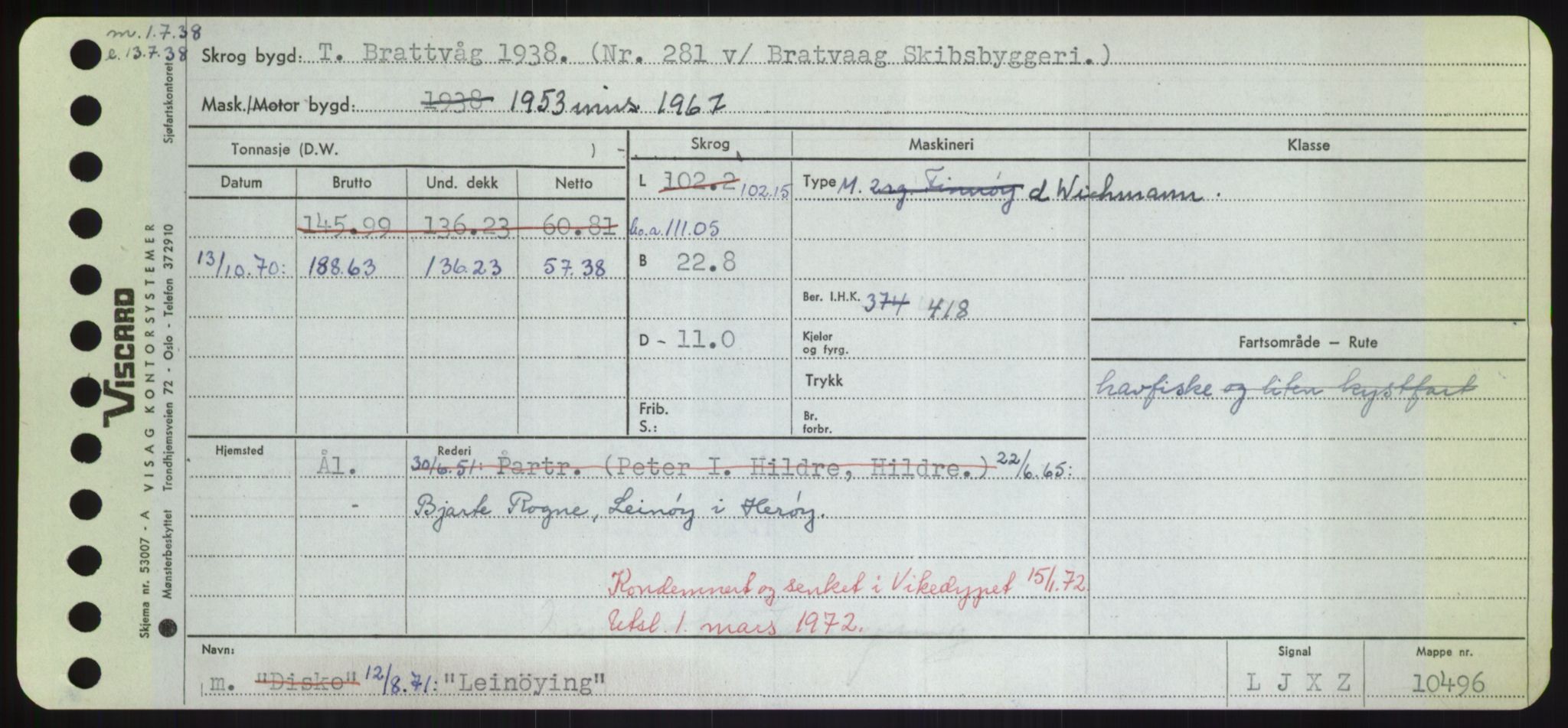 Sjøfartsdirektoratet med forløpere, Skipsmålingen, RA/S-1627/H/Hd/L0022: Fartøy, L-Lia, p. 327