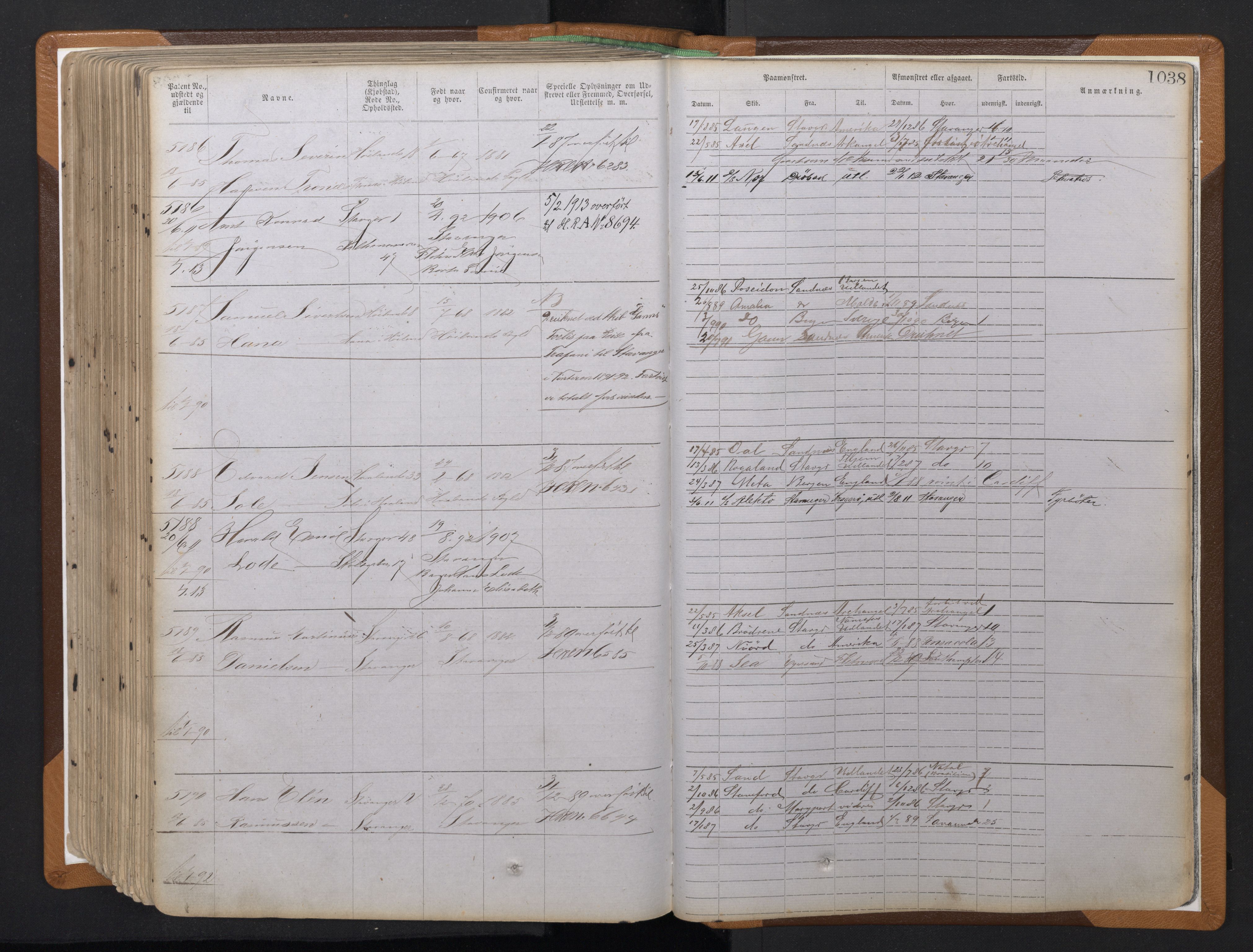 Stavanger sjømannskontor, AV/SAST-A-102006/F/Ff/L0010: Annotasjonsrulle, patentnr. 3605-5225 (dublett), 1878-1900, p. 320