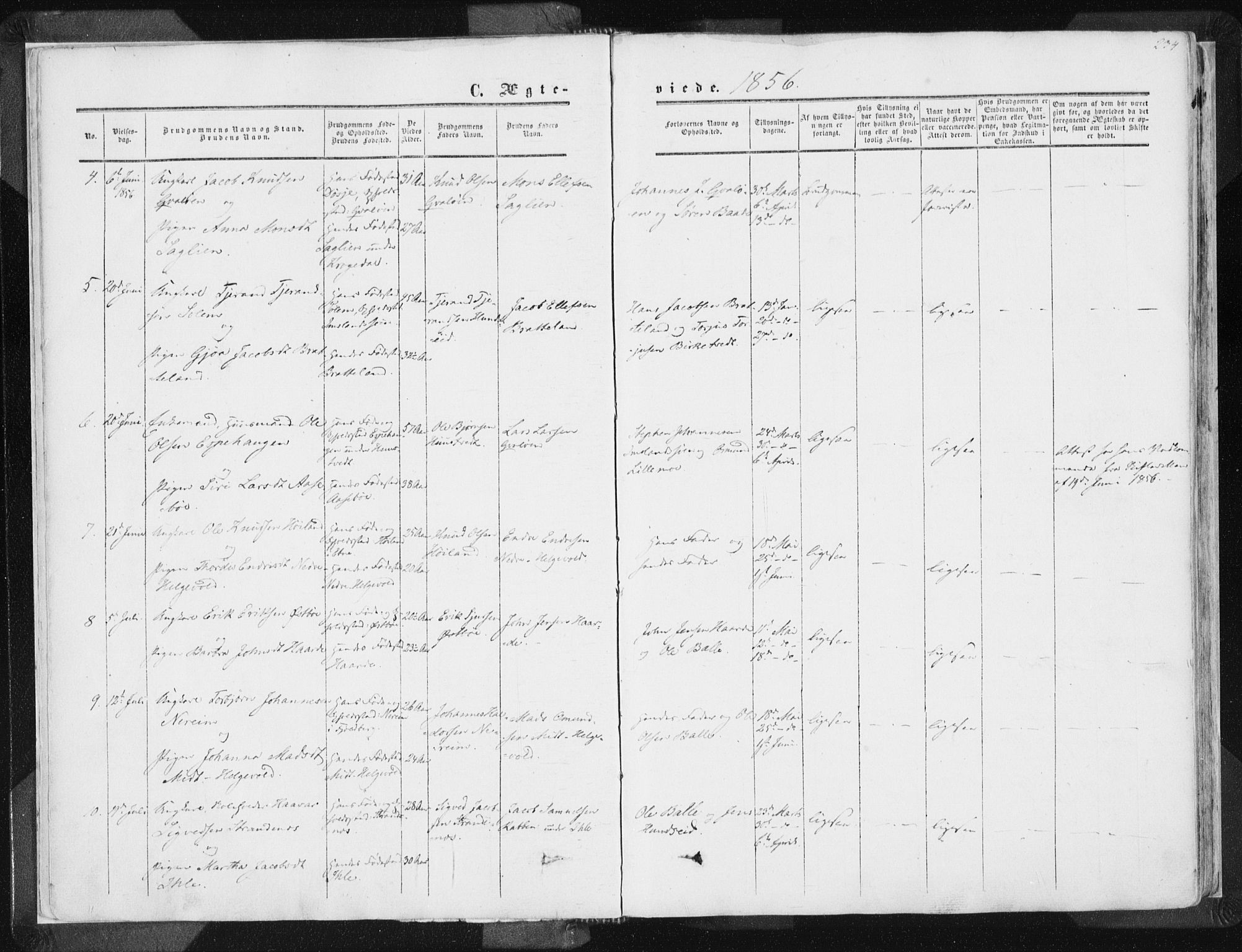 Vikedal sokneprestkontor, AV/SAST-A-101840/01/IV: Parish register (official) no. A 6.2, 1851-1867, p. 234