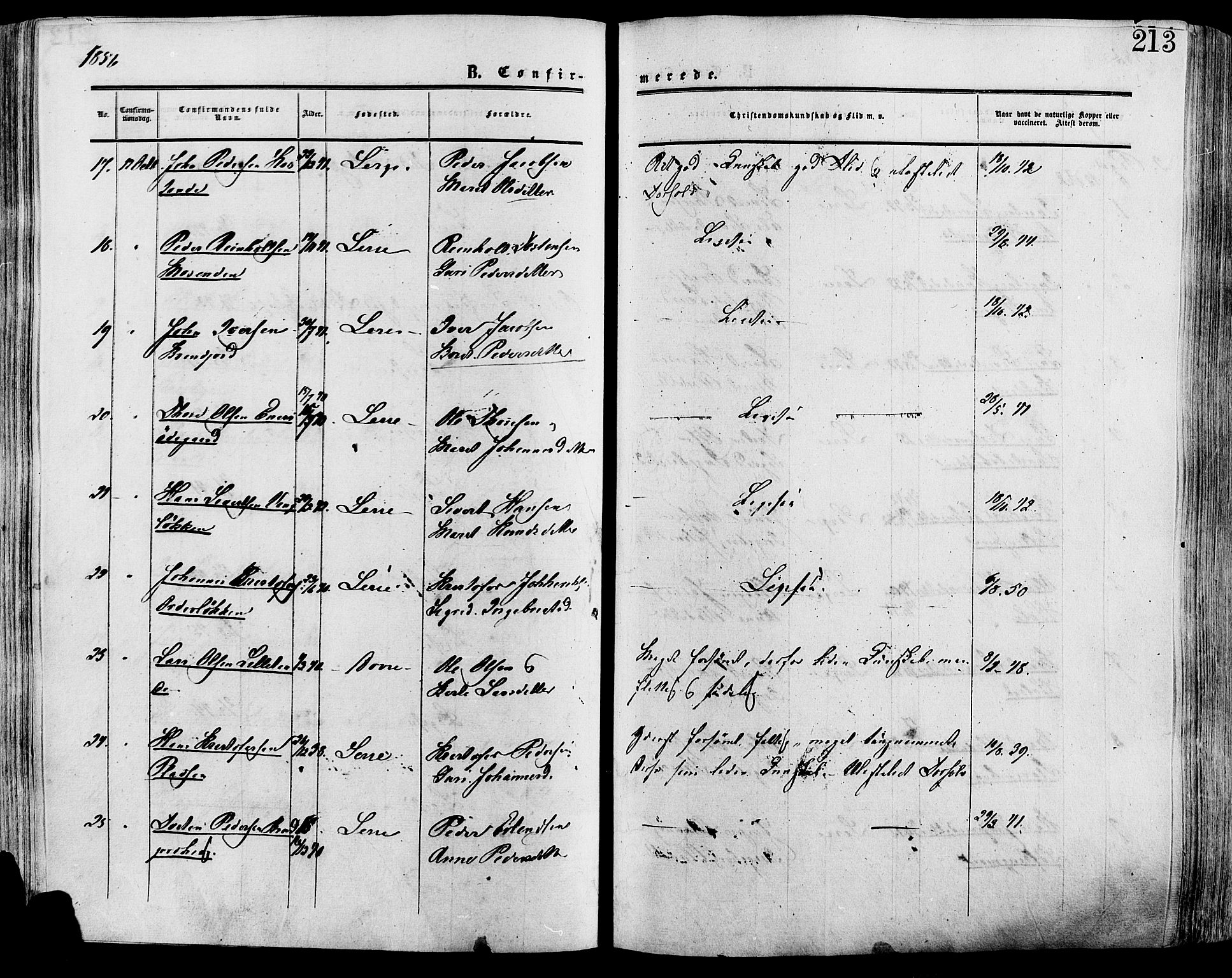 Lesja prestekontor, AV/SAH-PREST-068/H/Ha/Haa/L0008: Parish register (official) no. 8, 1854-1880, p. 213