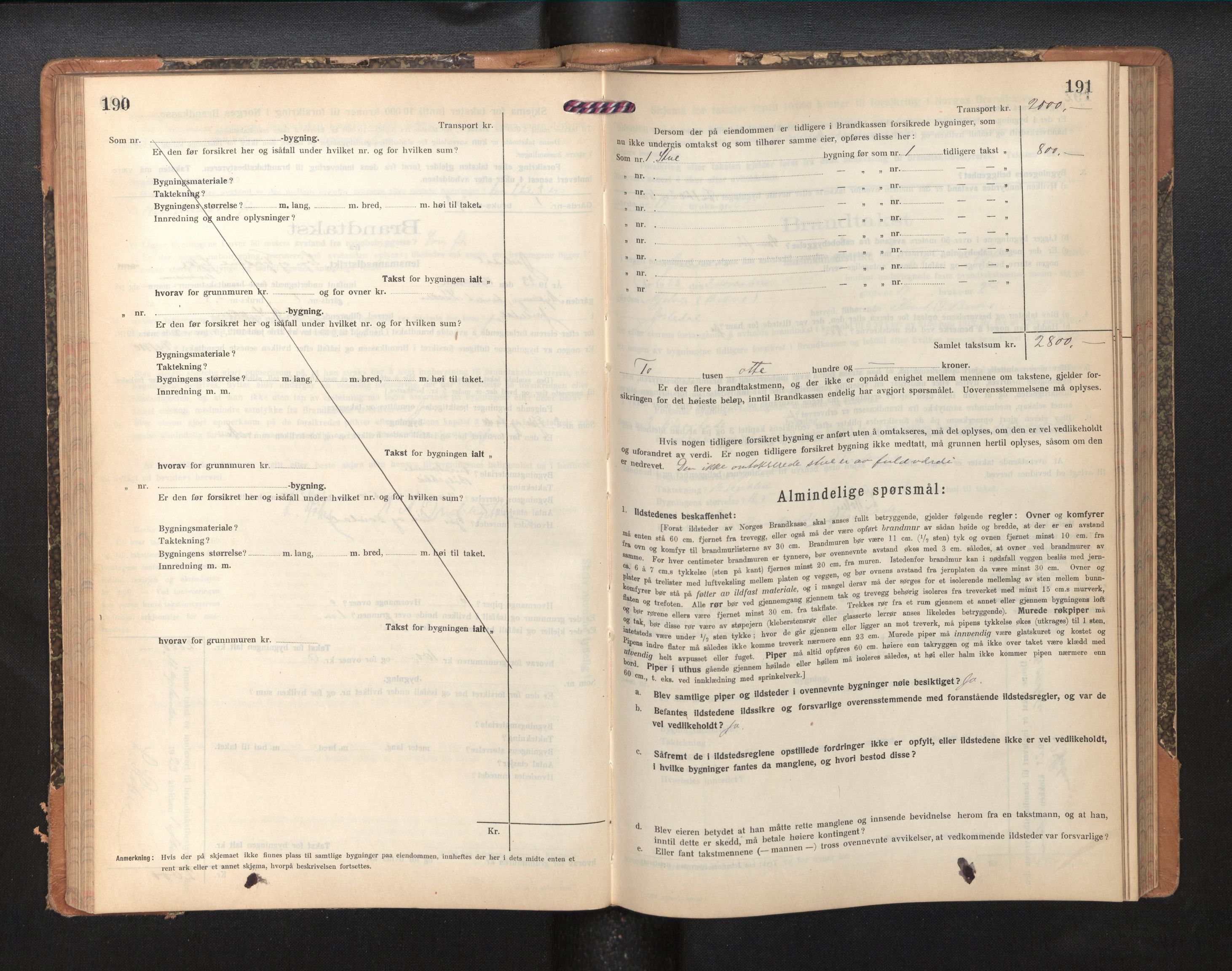 Lensmannen i Jostedal, AV/SAB-A-28601/0012/L0005: Branntakstprotokoll, skjematakst, 1921-1935, p. 190-191