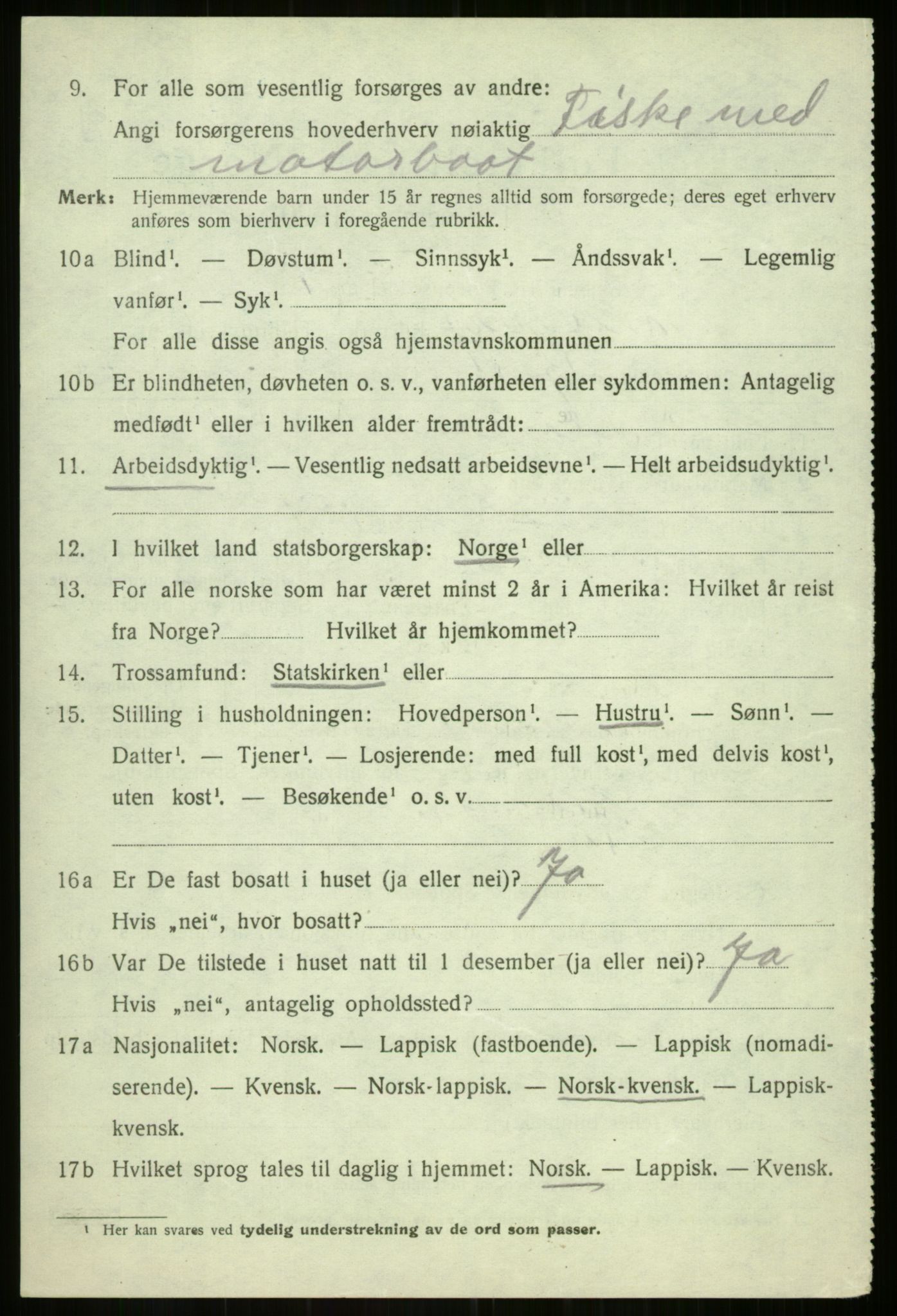 SATØ, 1920 census for Balsfjord, 1920, p. 3855