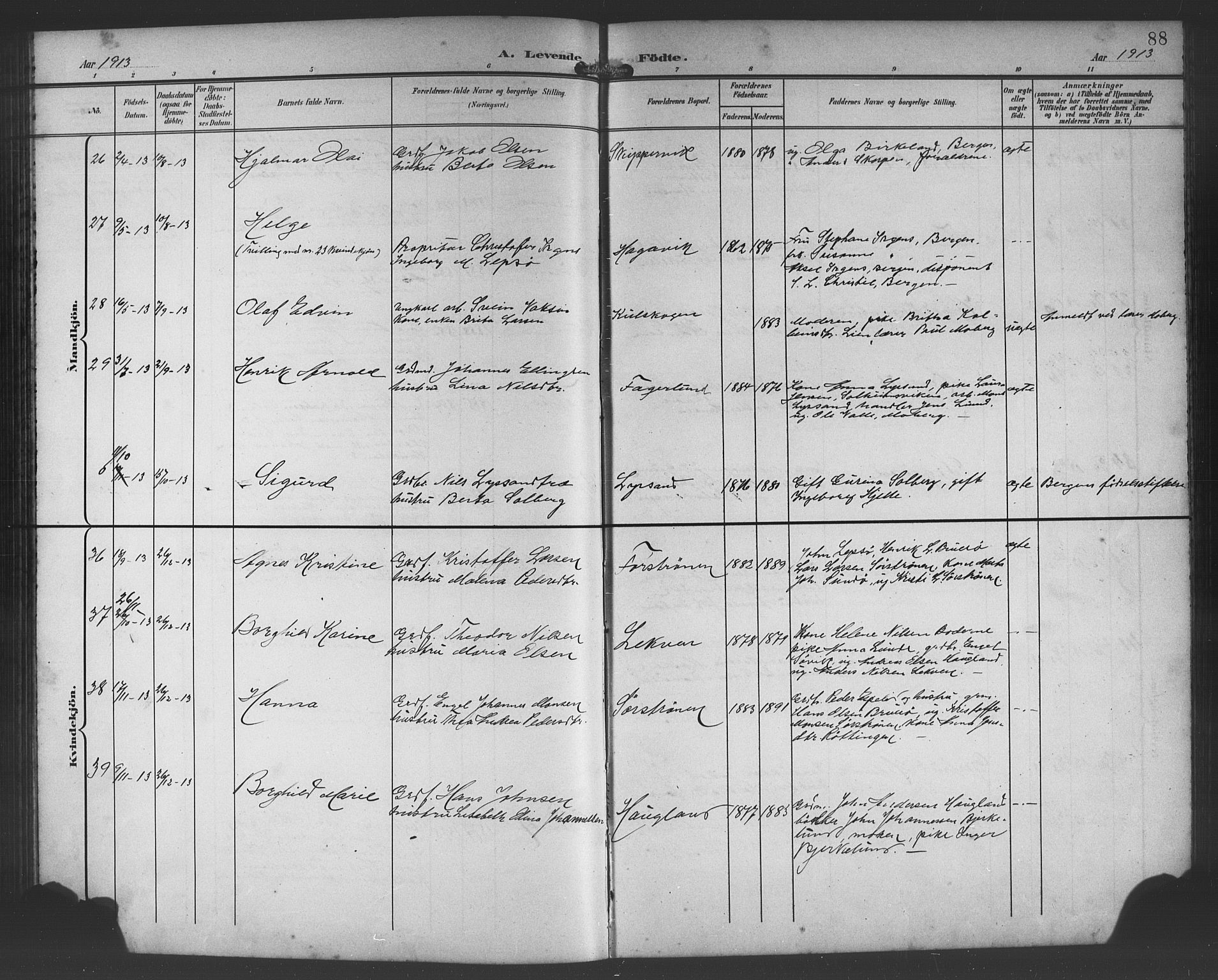 Os sokneprestembete, AV/SAB-A-99929: Parish register (copy) no. A 3, 1897-1913, p. 88