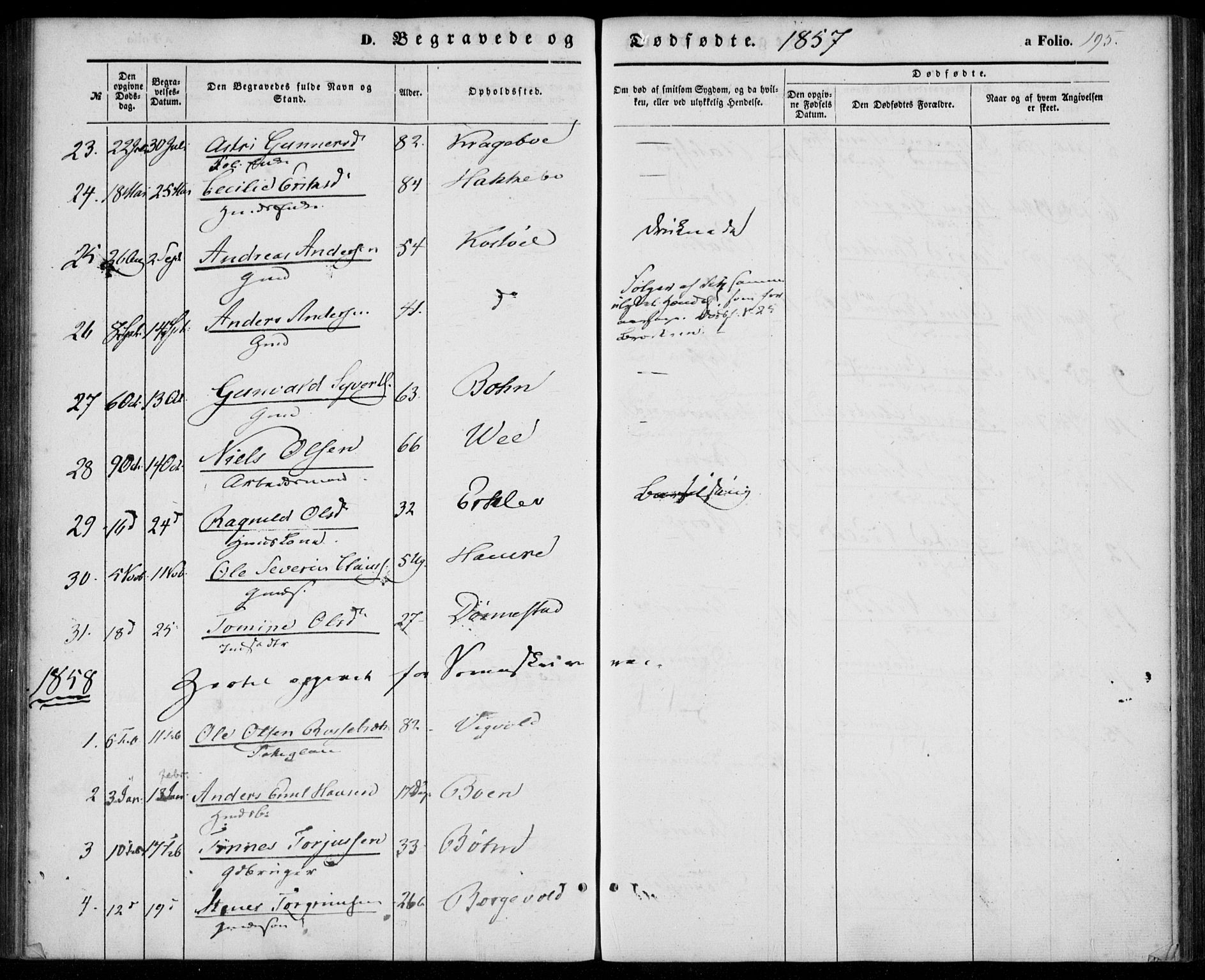 Tveit sokneprestkontor, AV/SAK-1111-0043/F/Fa/L0005: Parish register (official) no. A 5, 1853-1871, p. 195