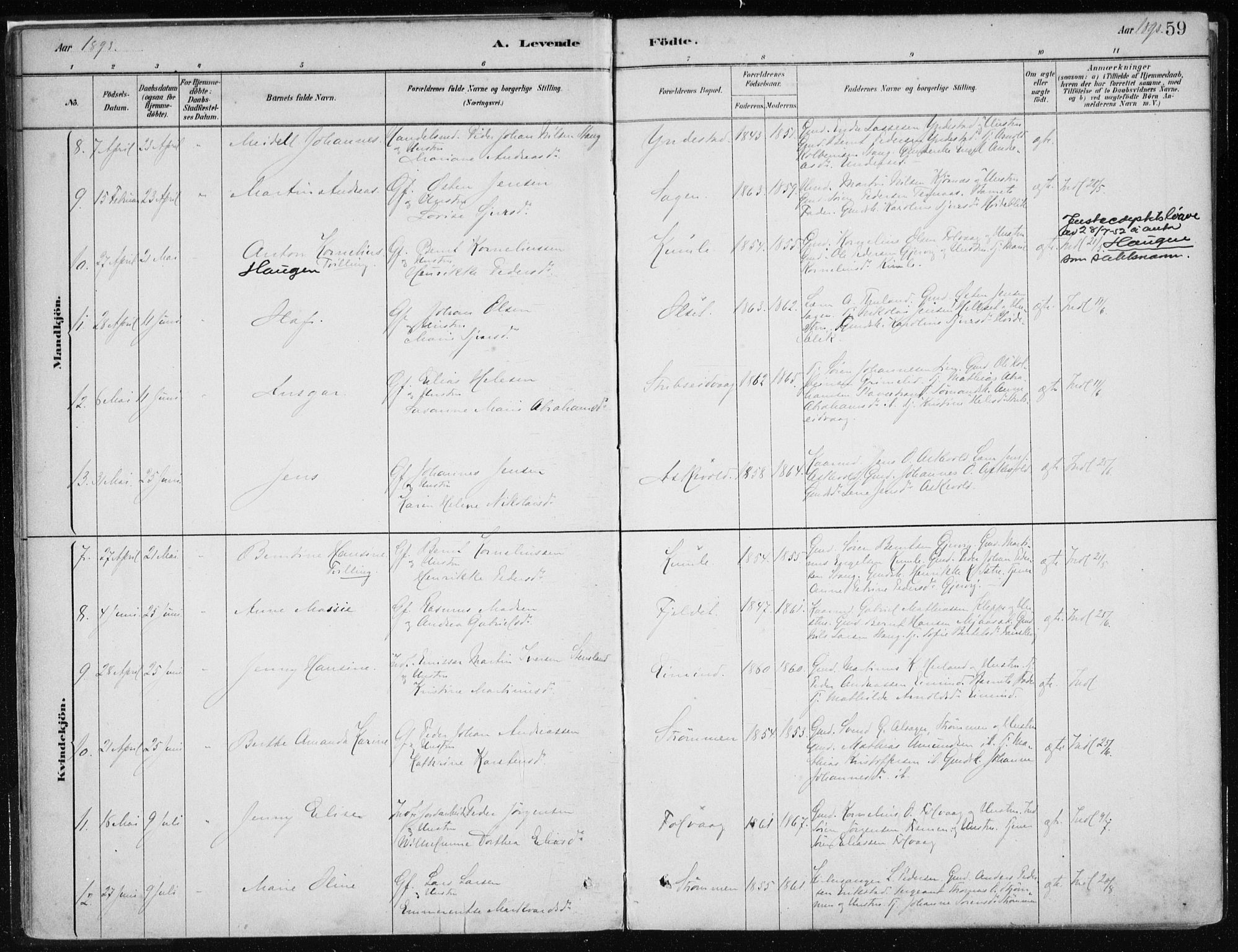 Askvoll sokneprestembete, AV/SAB-A-79501/H/Haa/Haab/L0002: Parish register (official) no. B 2, 1879-1909, p. 59